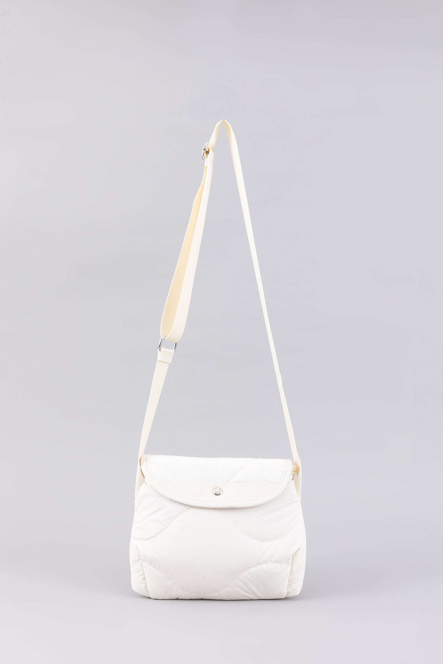 Quilted Snap Button Bag - Cream