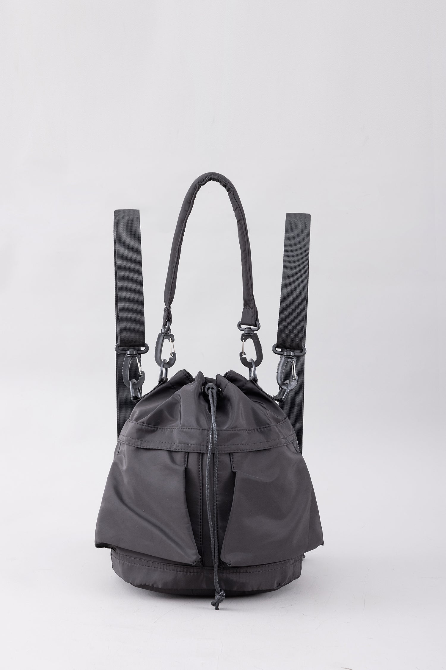 Multi Pockets Bucket Bag - Black