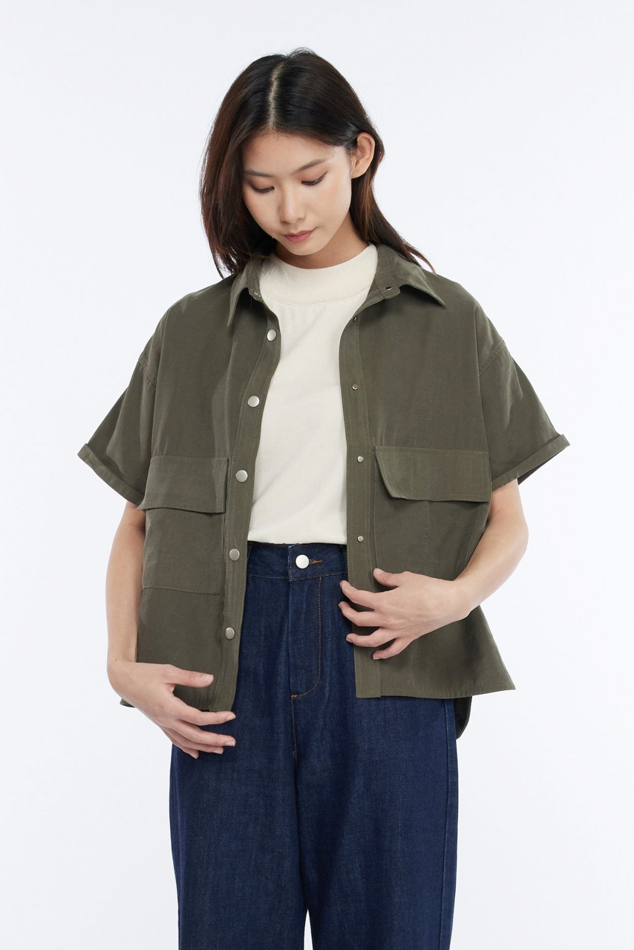 Poly Rayon Snap Button Blouse