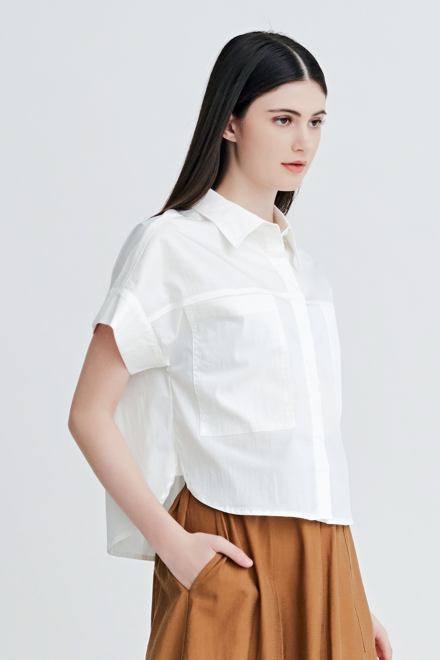 Cotton Patch Pocket Blouse - Cream