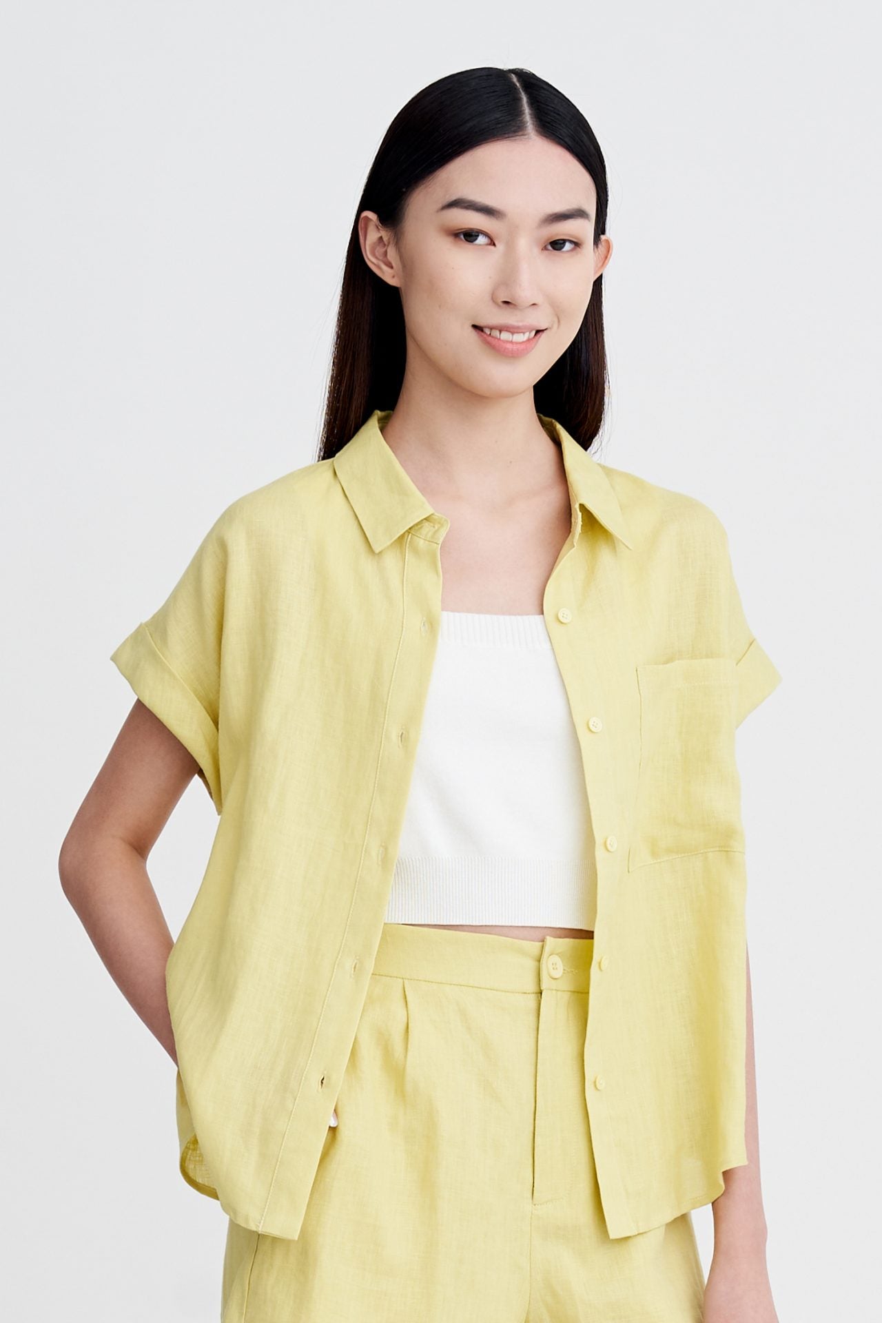 Linen Cap Slv Blouse