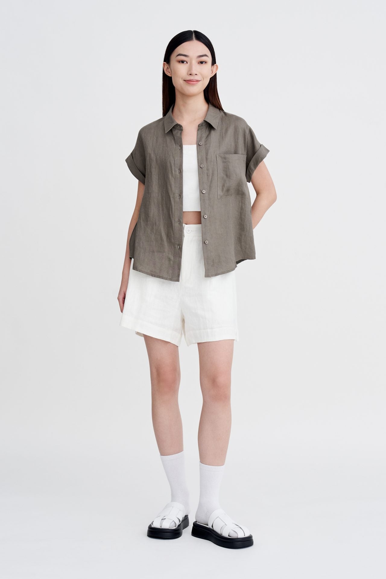 Linen Cap Slv Blouse