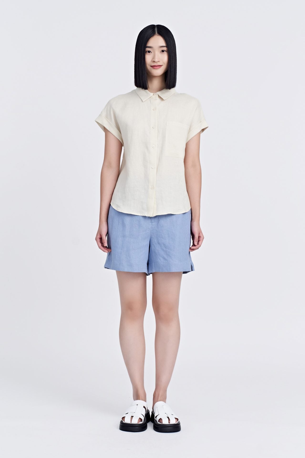 Linen Cap Slv Blouse