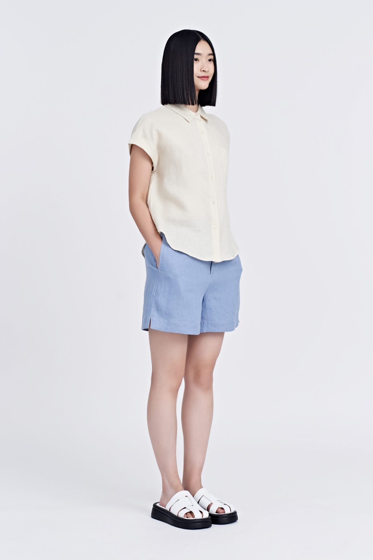 Linen Cap Slv Blouse