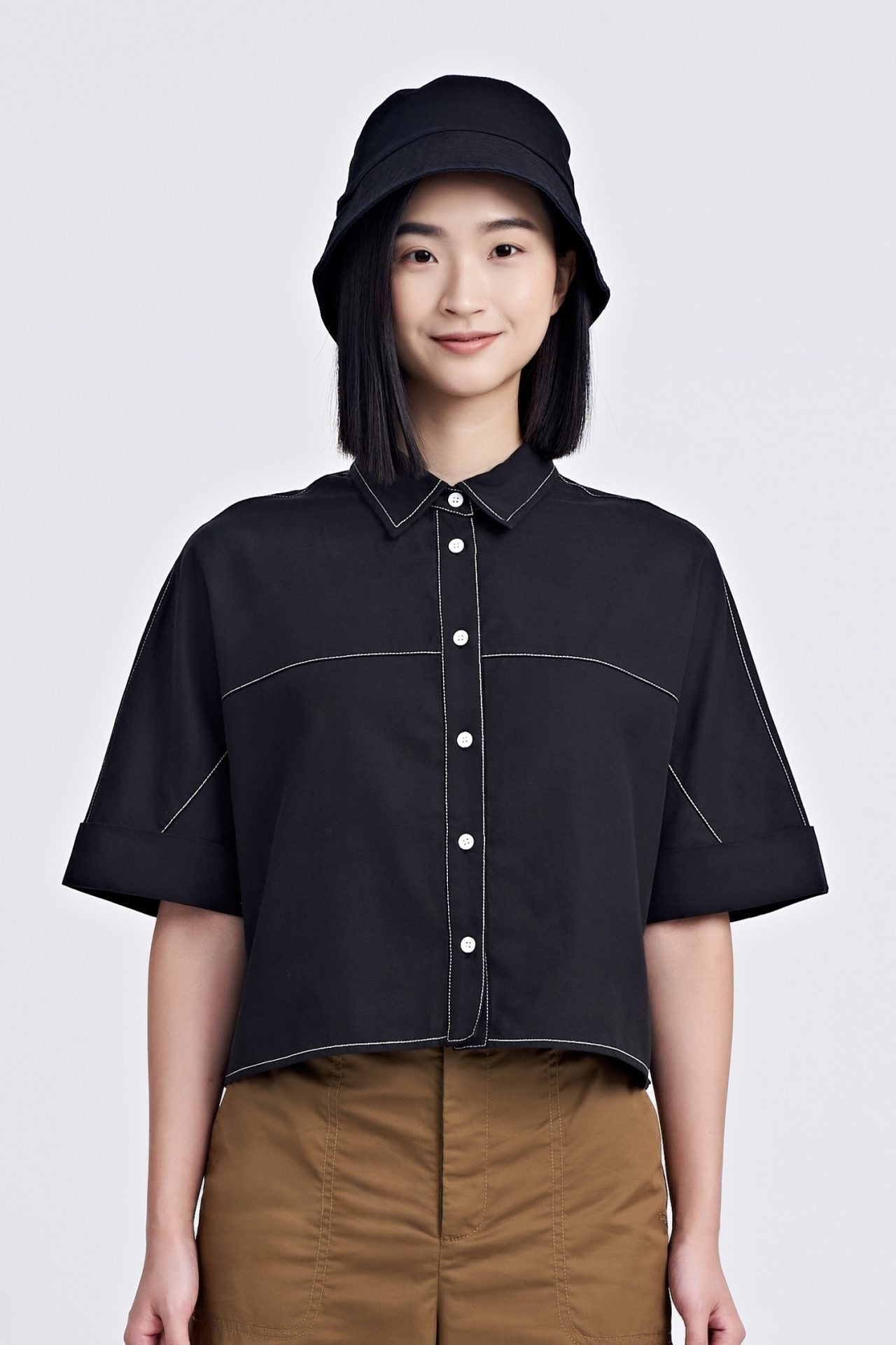 Wide Cut Blouse - Black