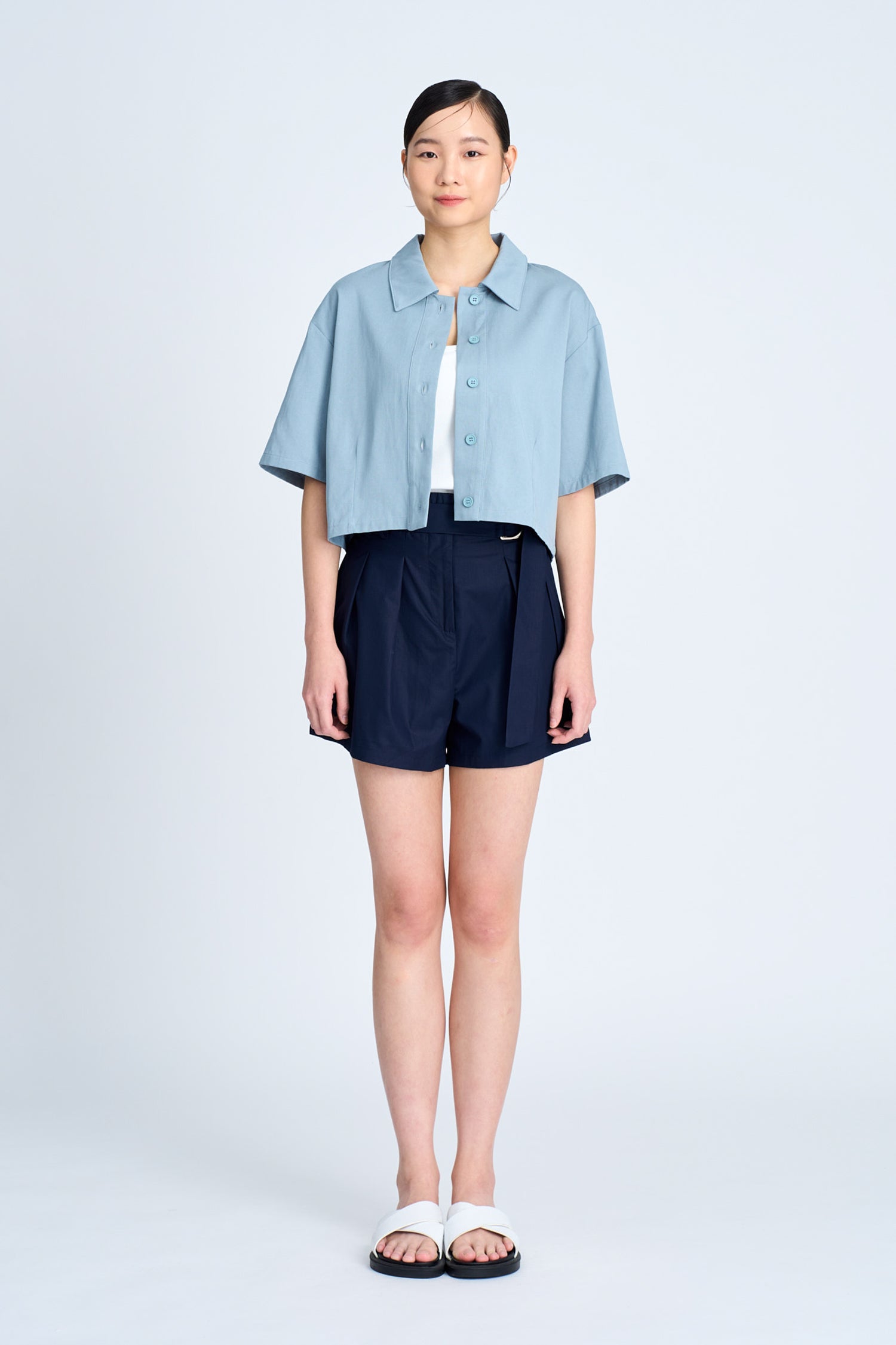 Cropped Blouse - Dusty Blue