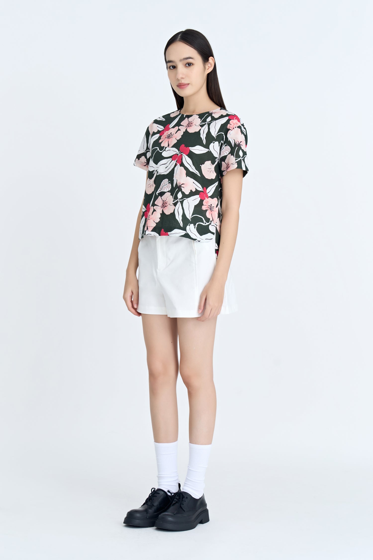 Floral Short Sleeve Blouse - Forest Floral