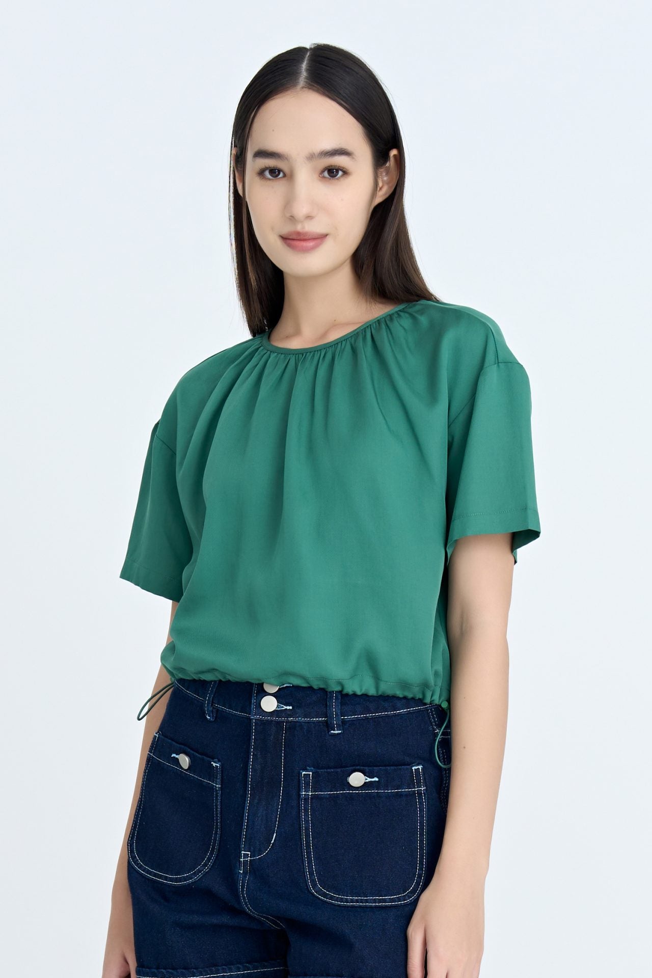 Gathered Drawcord Blouse