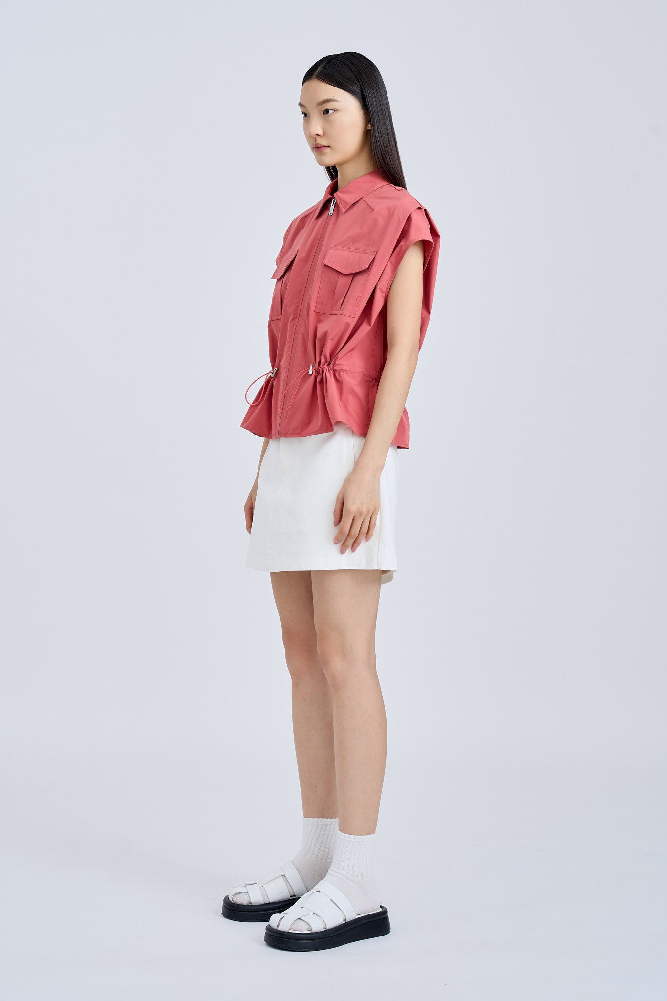 Drawcord Blouse - Dusty Cedar