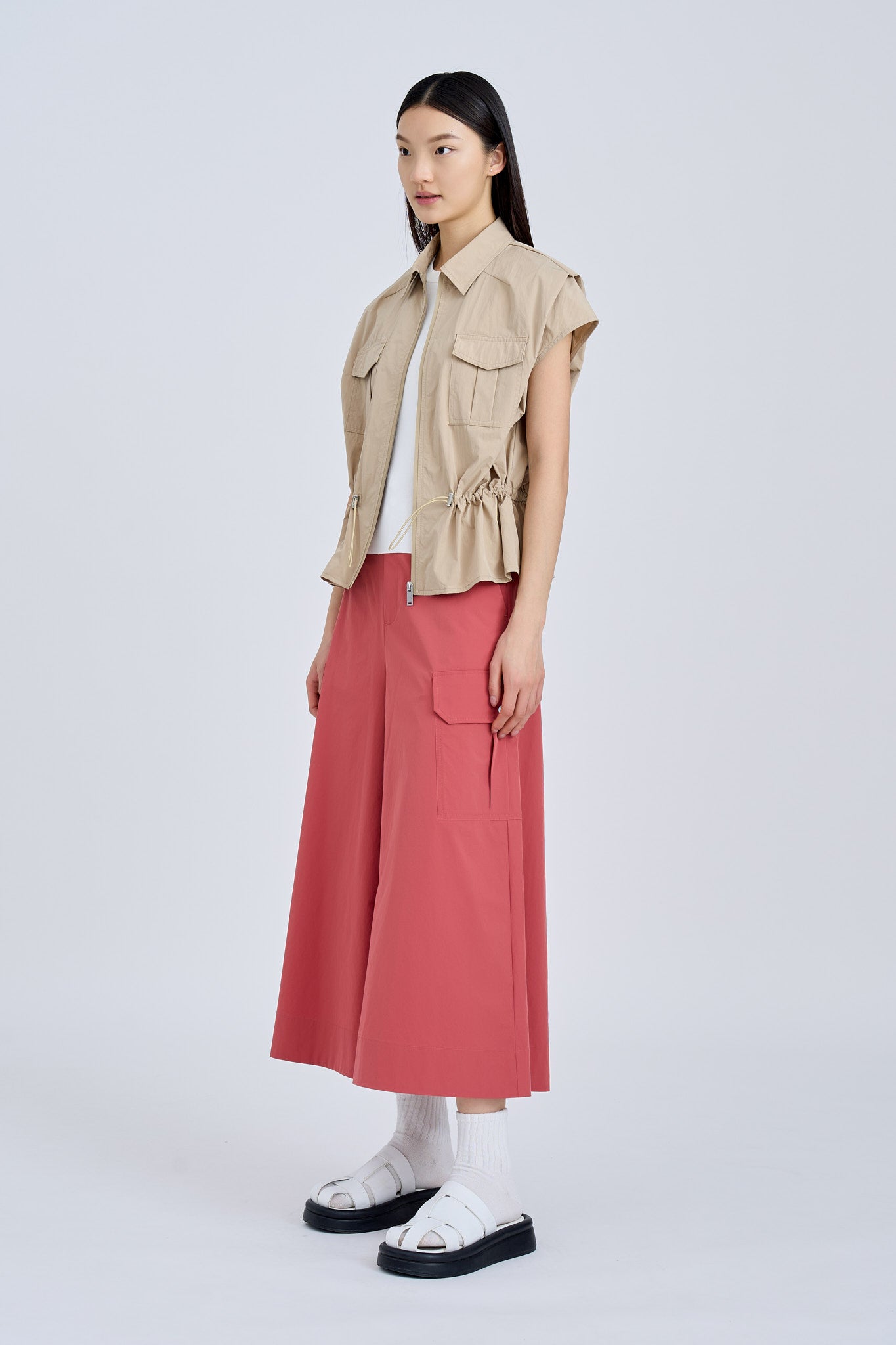 Drawcord Blouse - Khaki