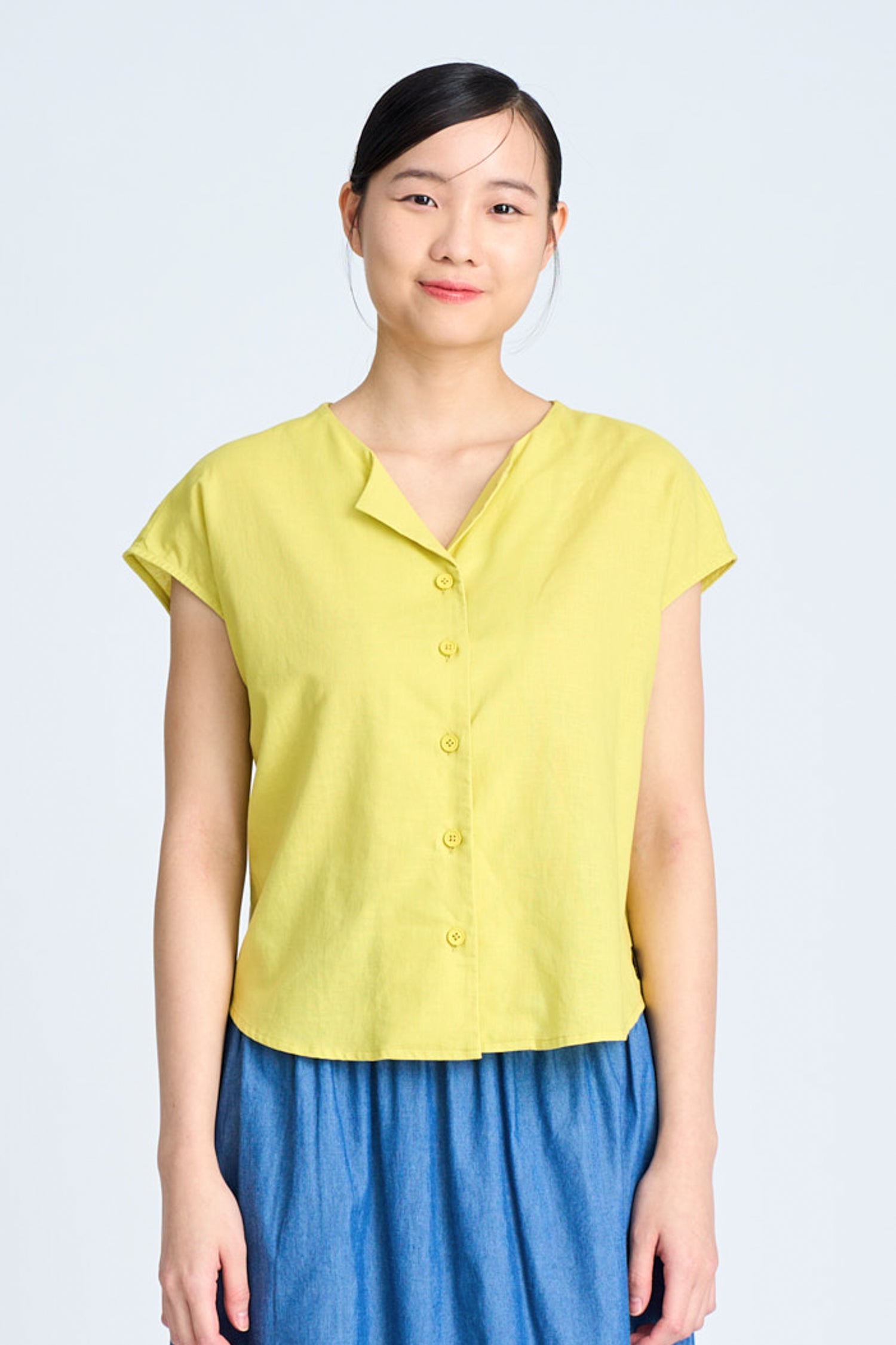 Sleeveless Button Blouse - Chartreuse