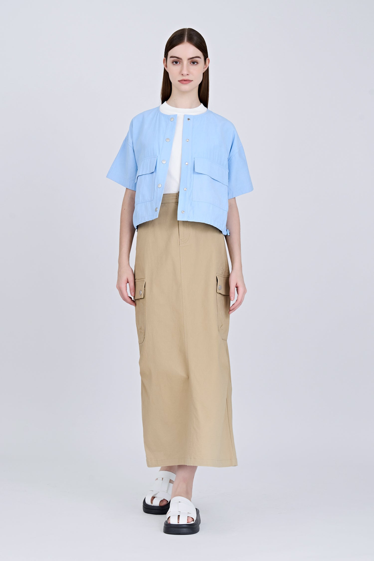 Boxy Cut Blouse - Sky Blue