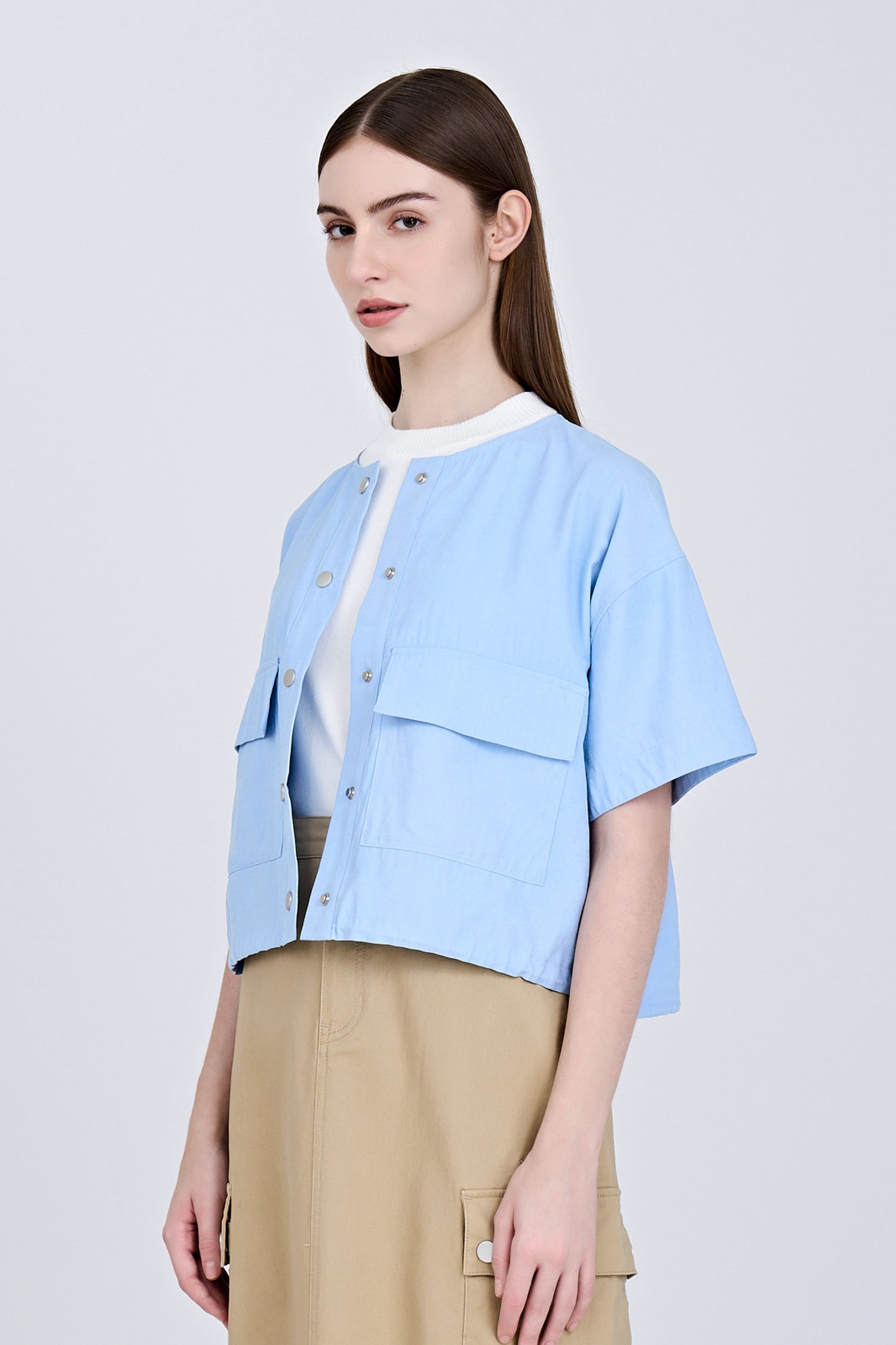 Boxy Cut Blouse - Sky Blue