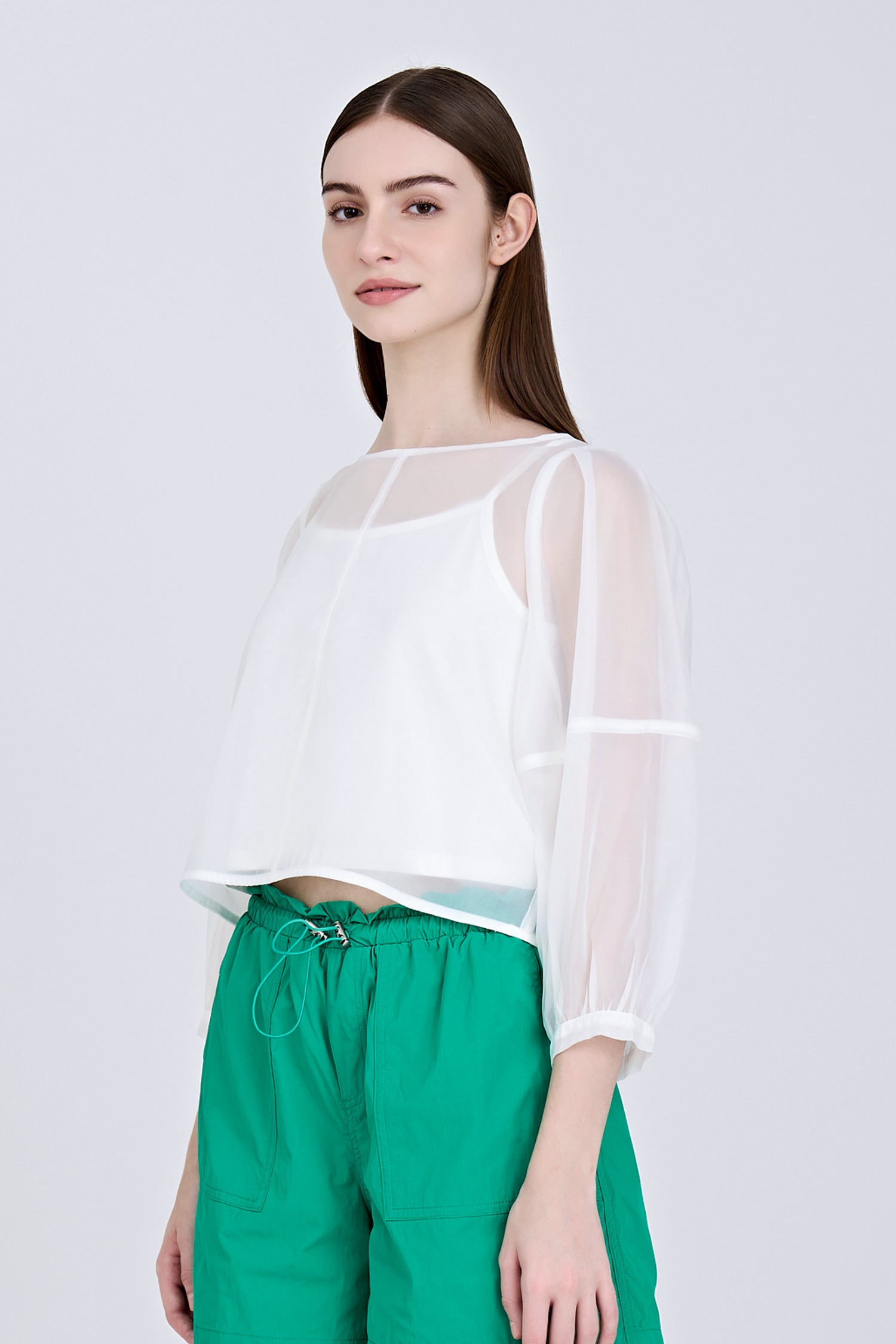 Organza Puff Sleeve Blouse - Cream