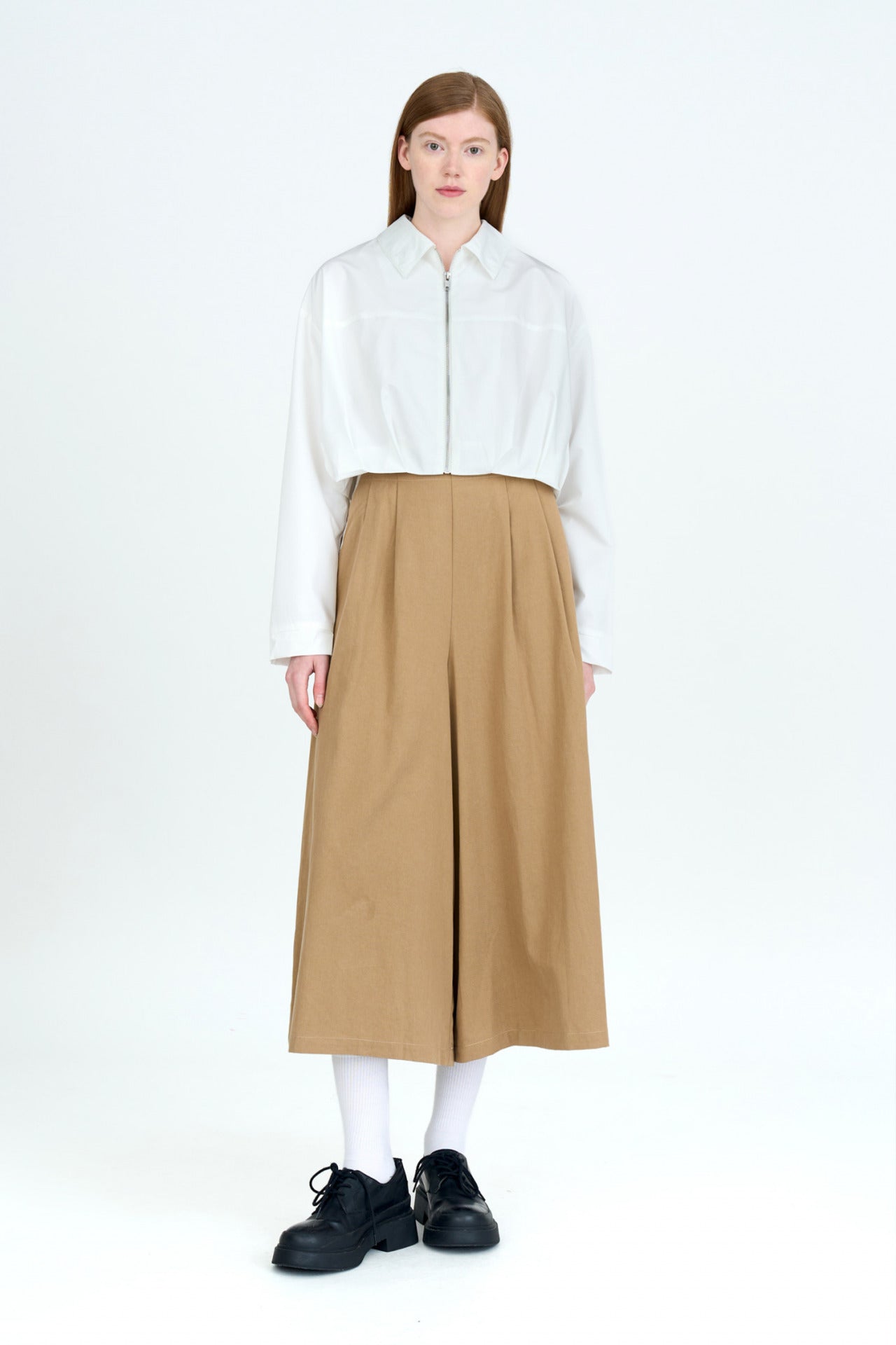 Pleated Hem Blouse - Cream