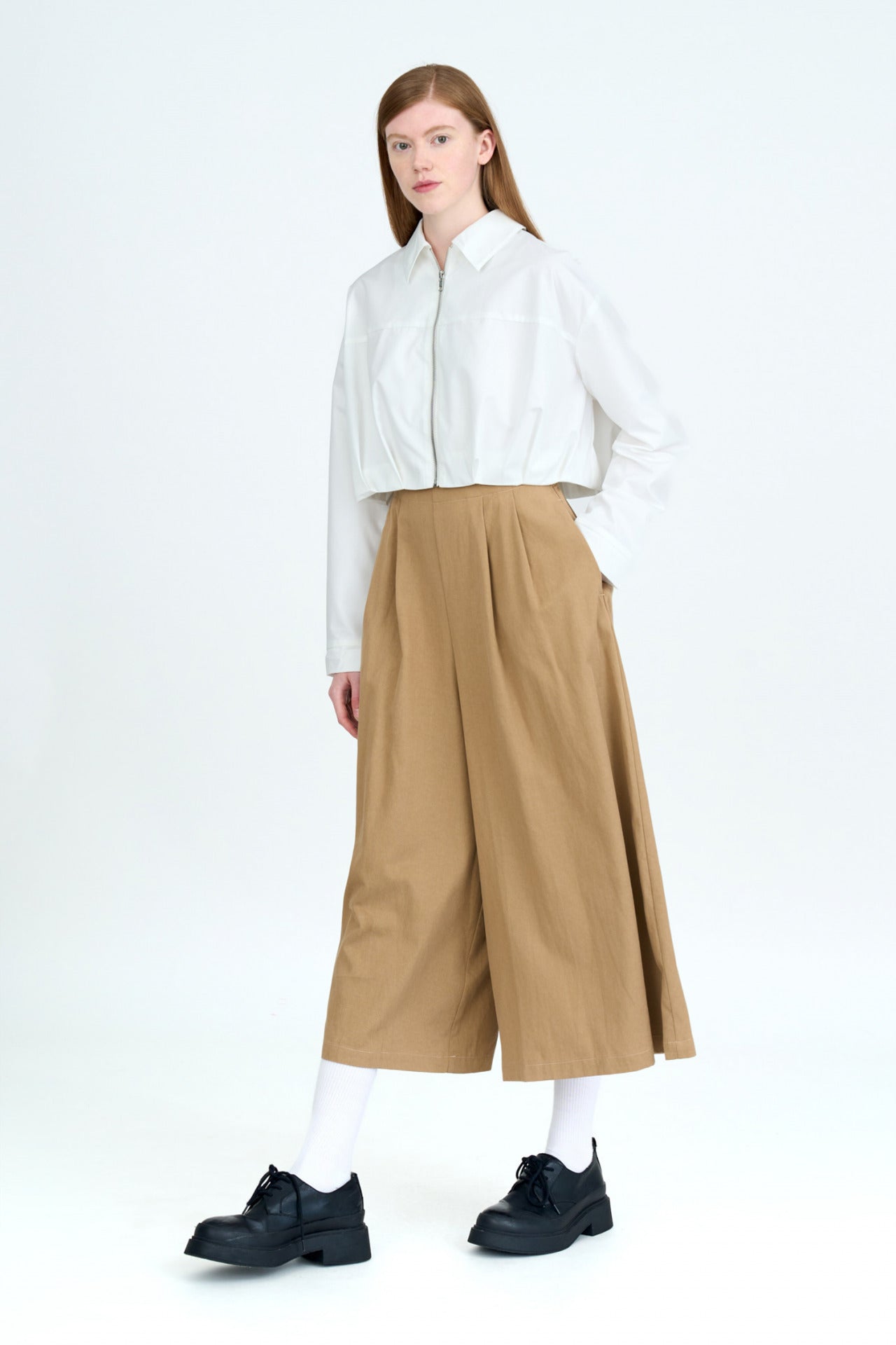 Pleated Hem Blouse - Cream