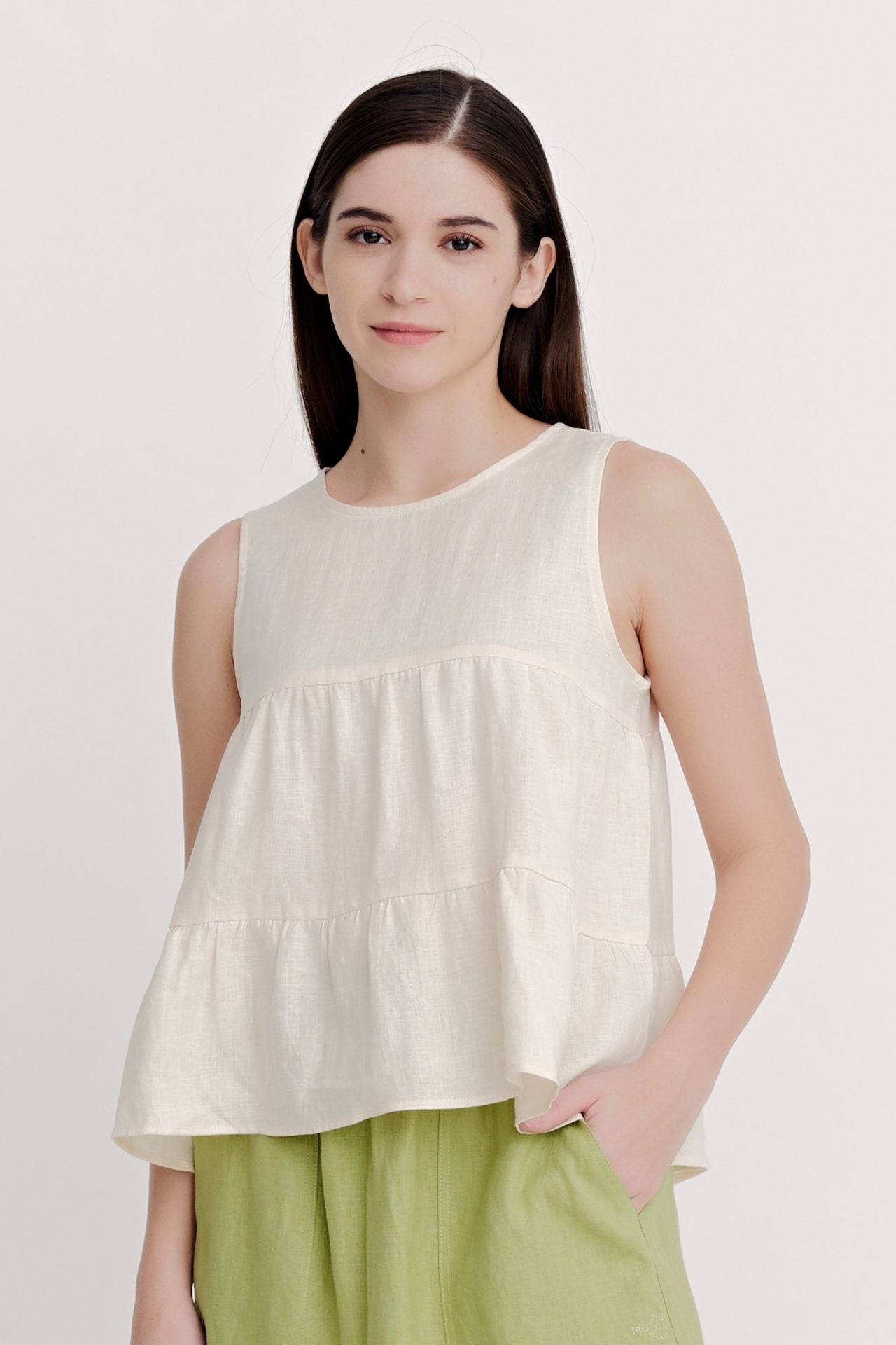 Tiered Sleeveless Blouse - Sand