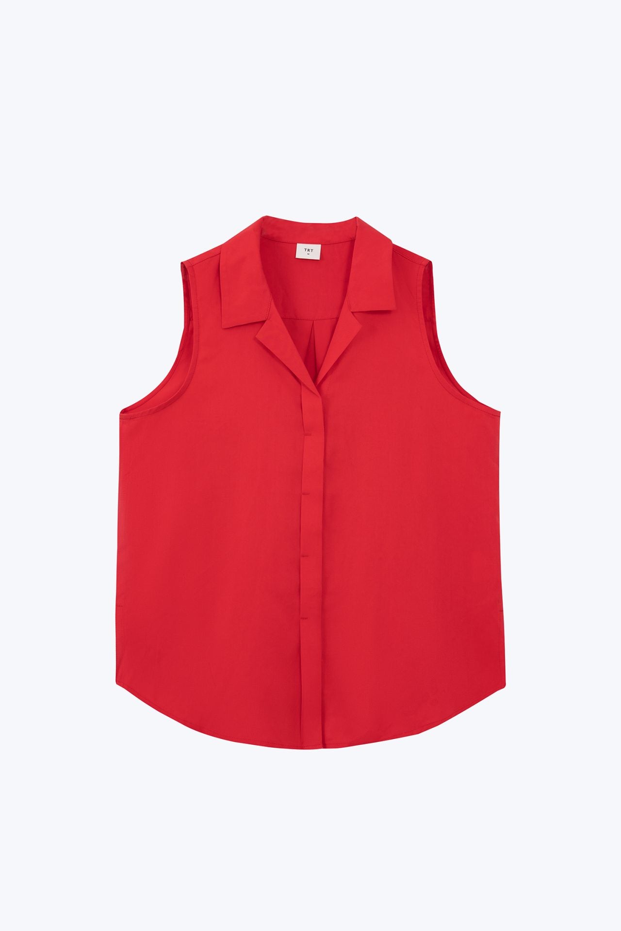 Notched Collar Sleeveless Blouse - Red