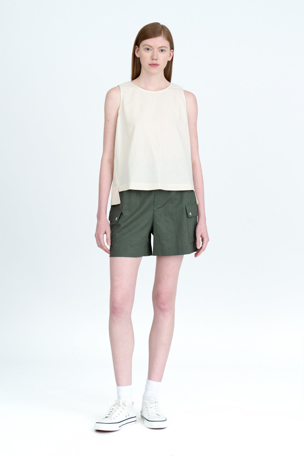 Sleeveless Elastic Waist Blouse - Sand