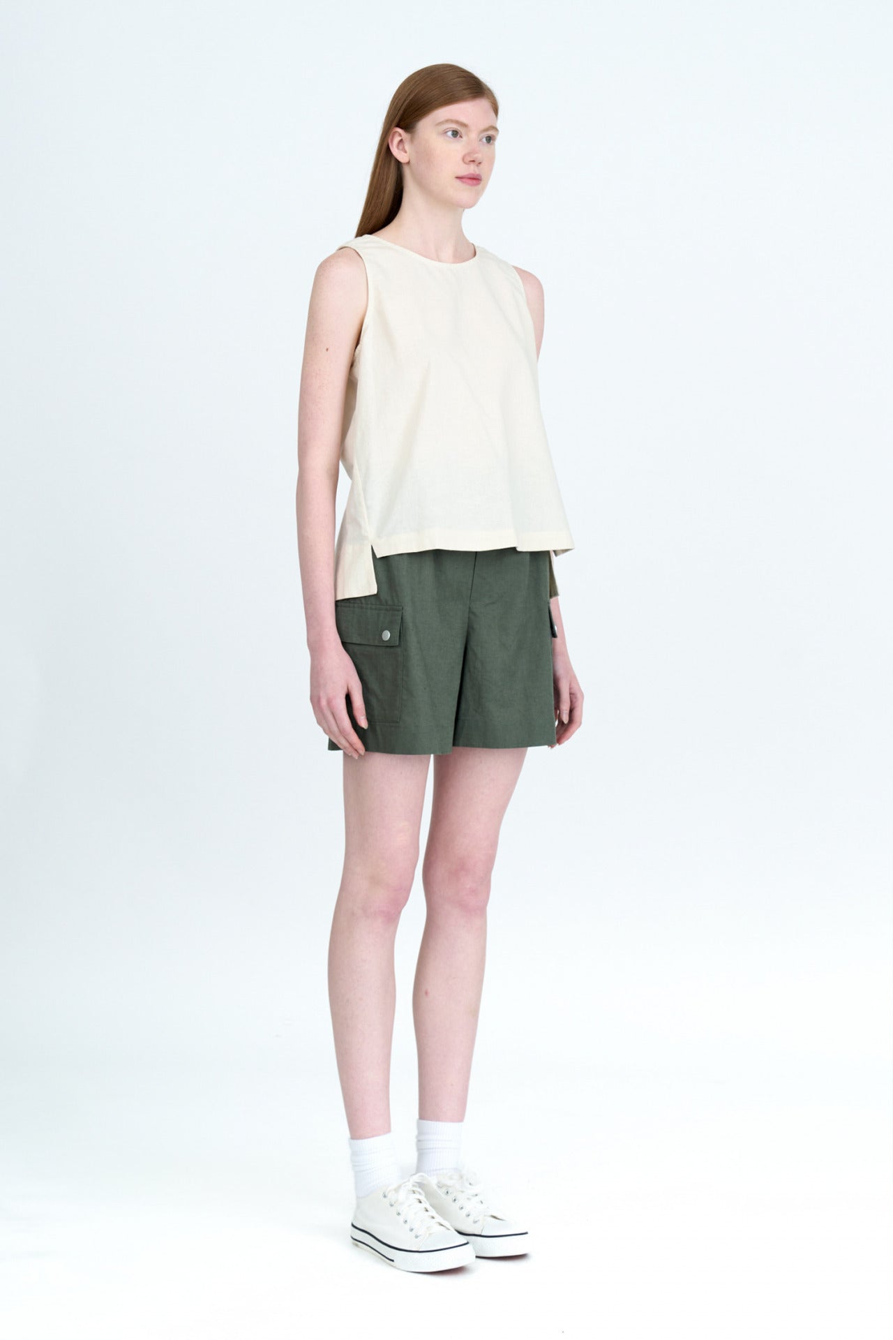 Sleeveless Elastic Waist Blouse - Sand