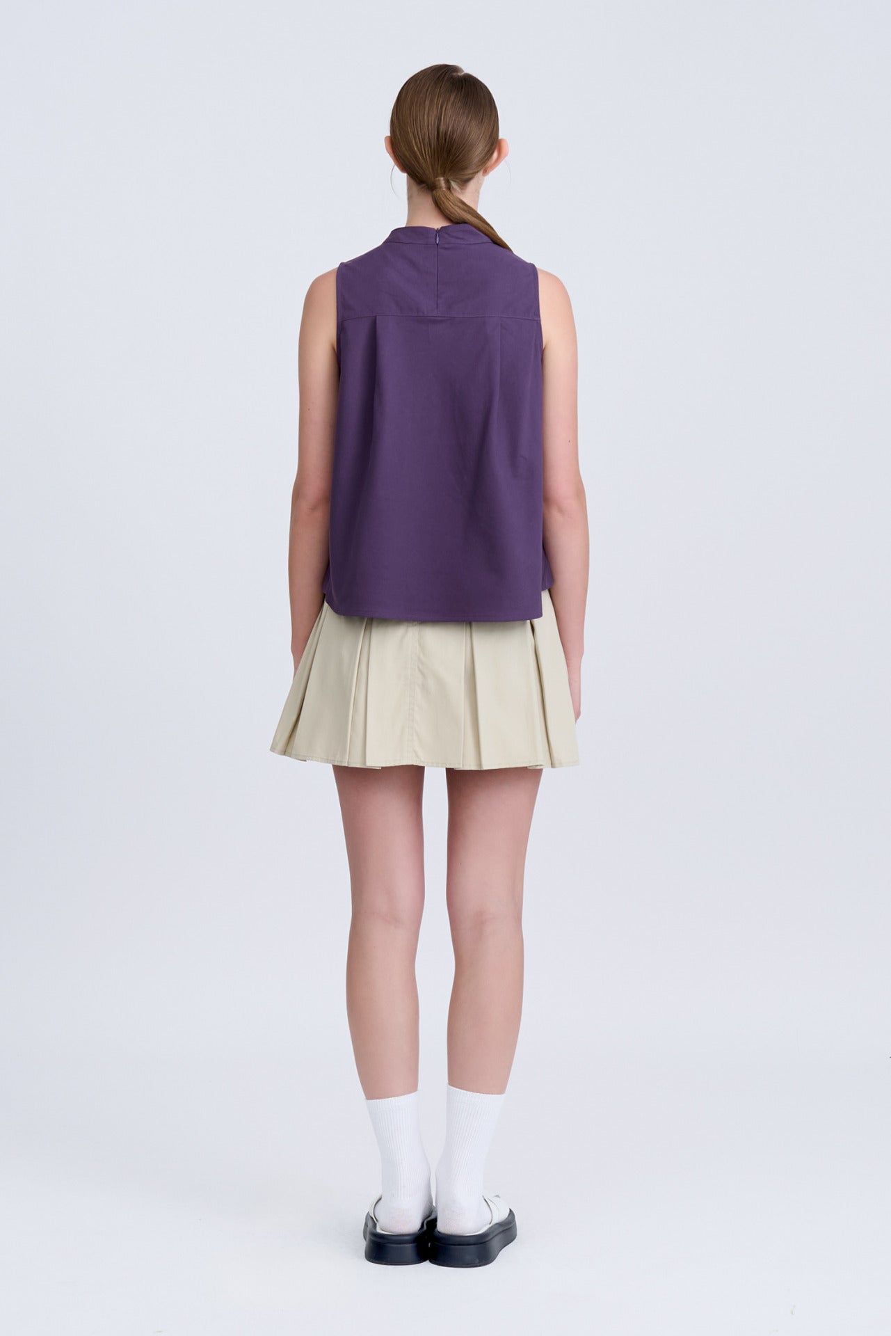 Mock Neck Top - Eggplant