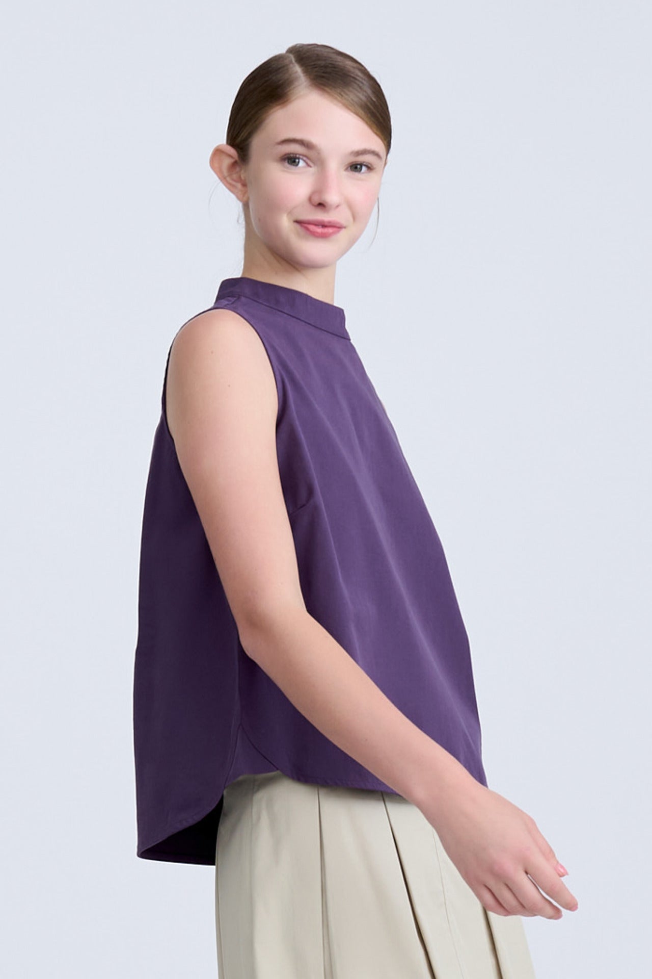 Mock Neck Top - Eggplant