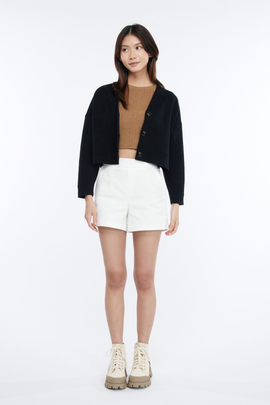 Knitted Long Sleeve Cardigan - Black