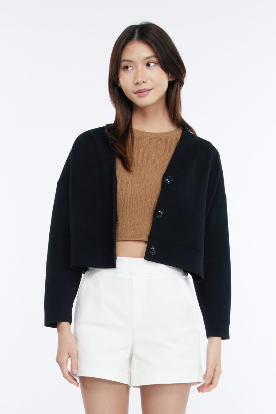 Knitted Long Sleeve Cardigan - Black