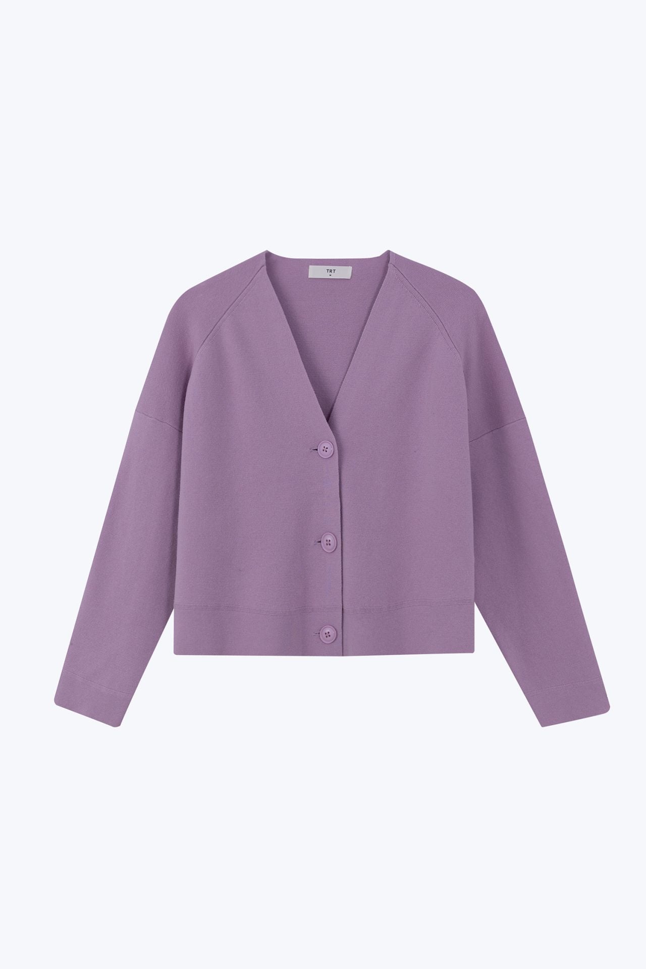 Knitted Long Sleeve Cardigan - Lilac