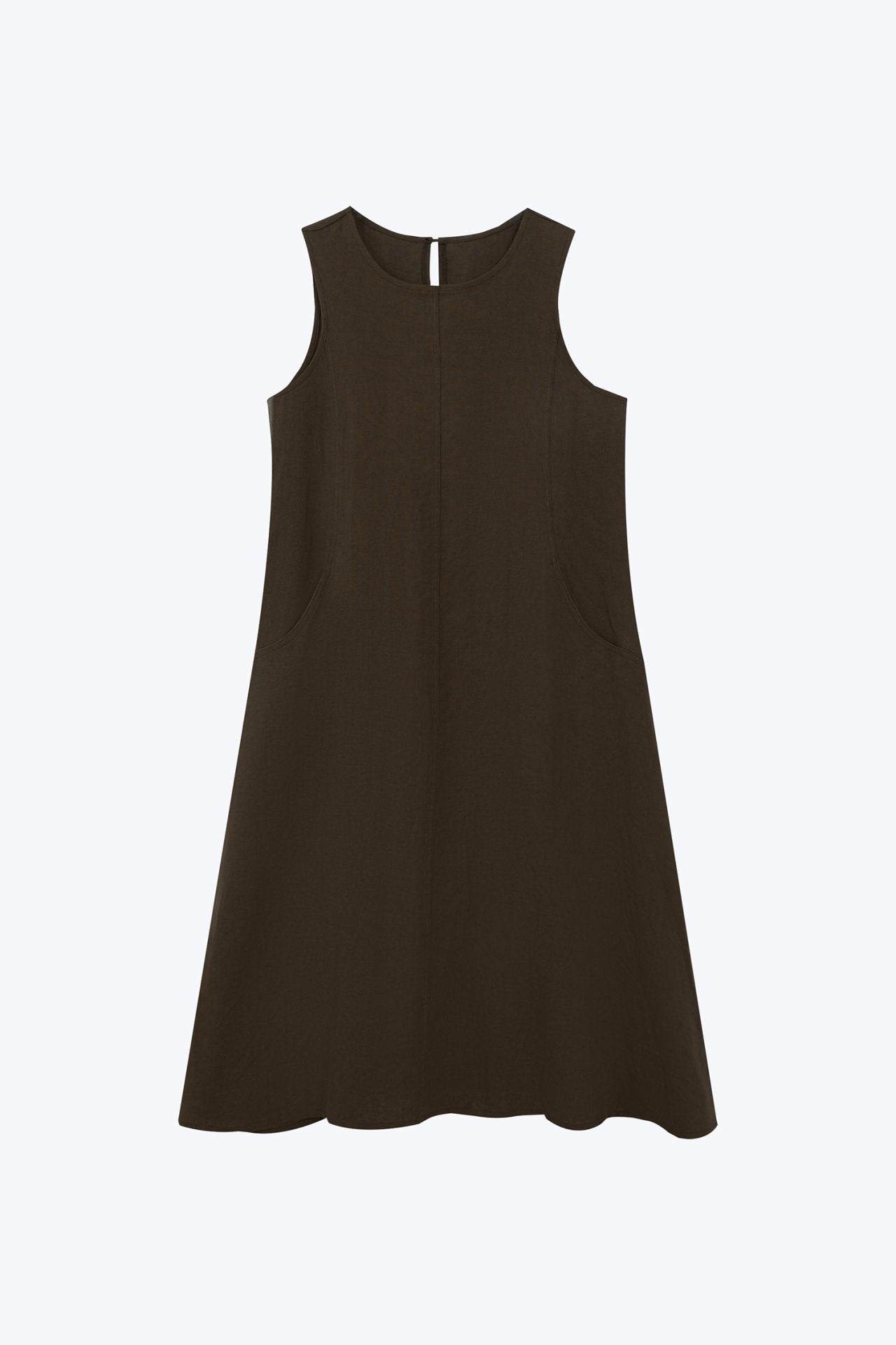 Panelled Sleeveless Dress - Army Green