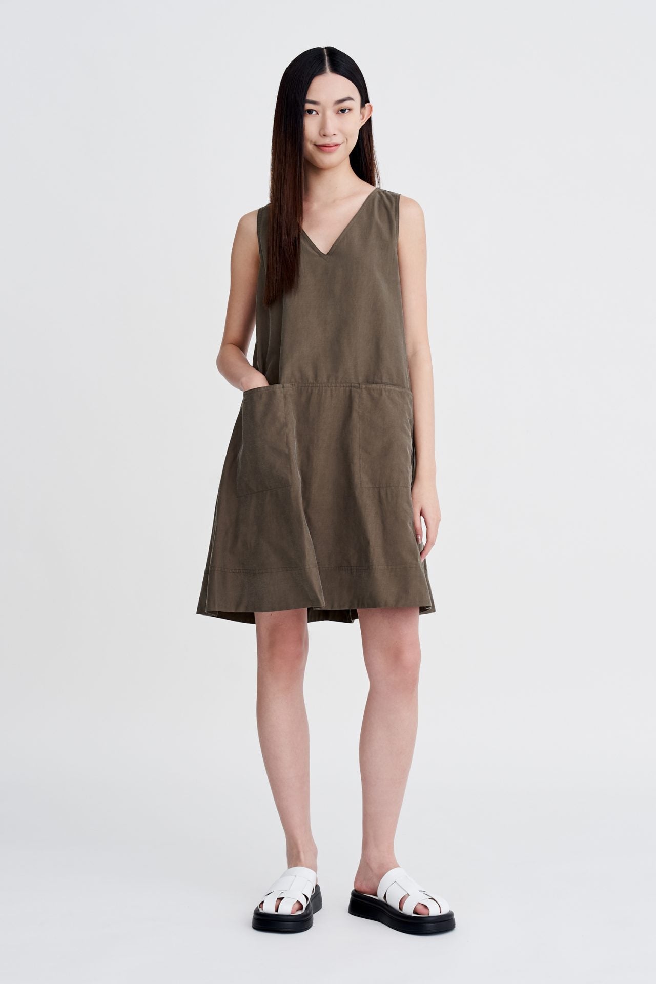 V-Neckline Sleeveless Dress