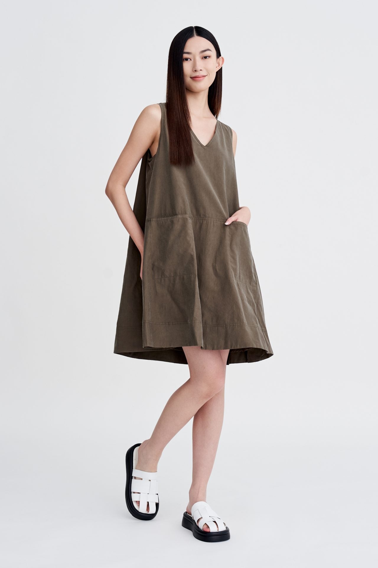 V-Neckline Sleeveless Dress