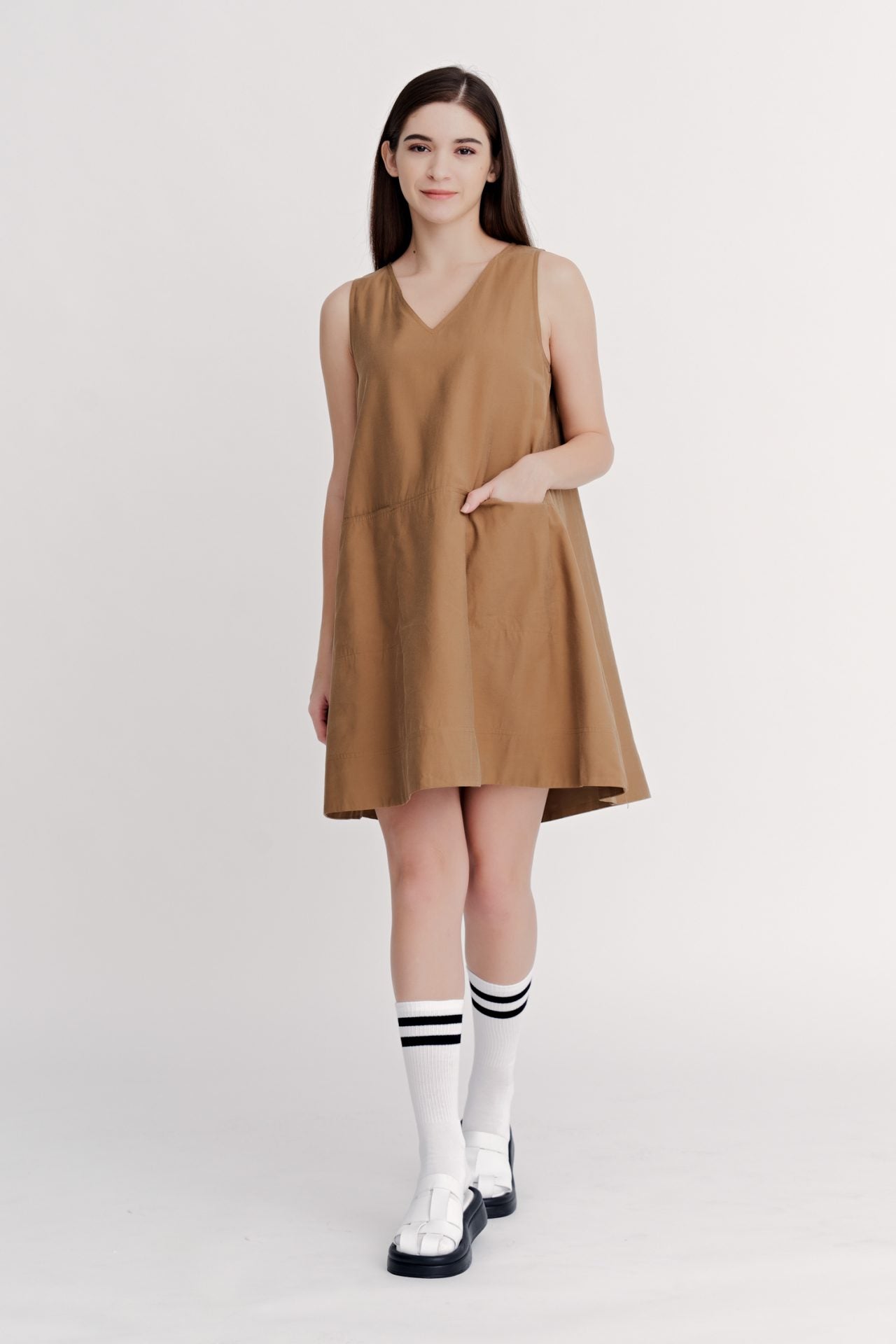 V-Neckline Sleeveless Dress