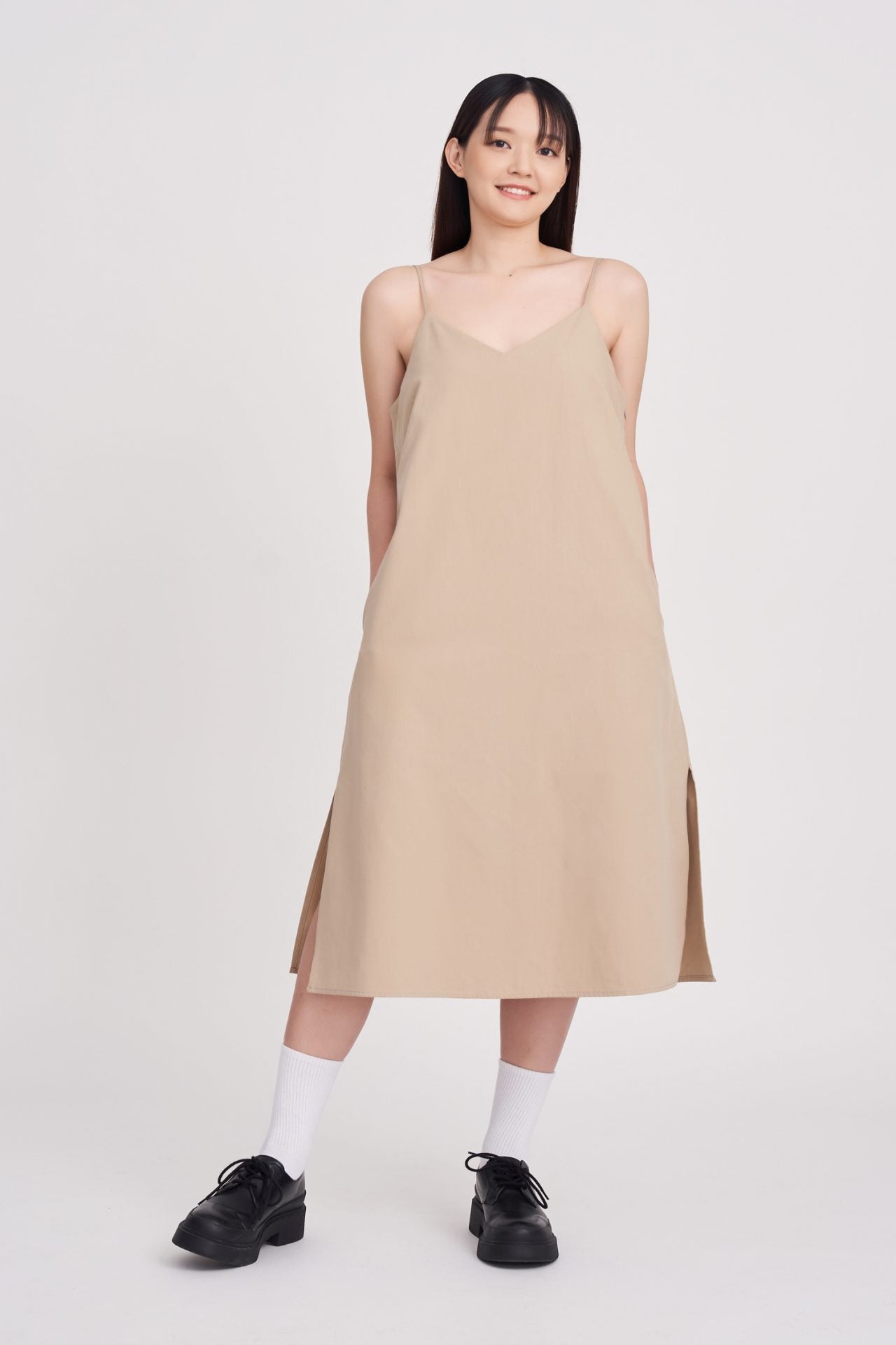 V-Neck Camisole Dress - Khaki