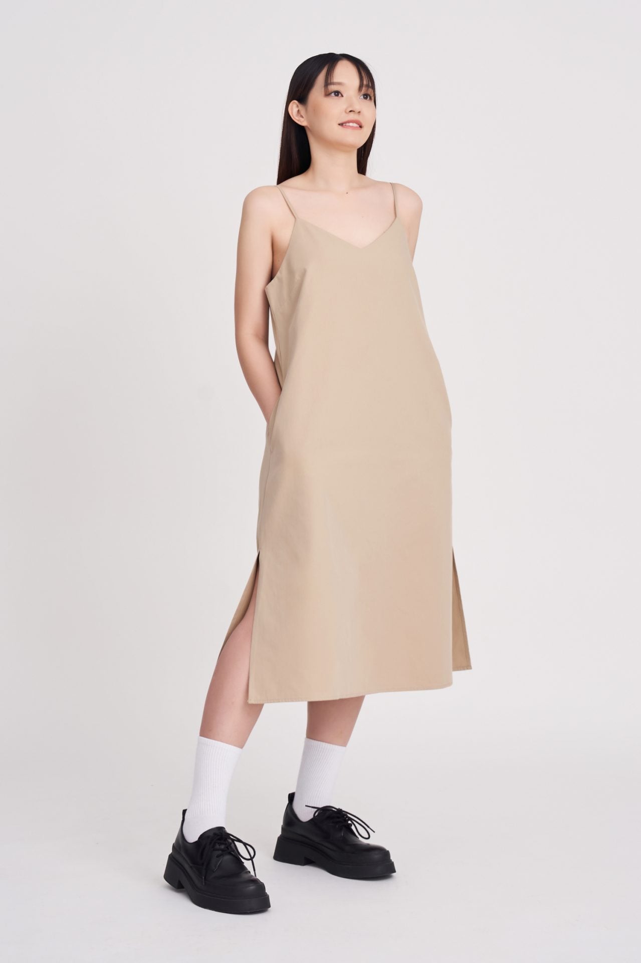 V-Neck Camisole Dress - Khaki