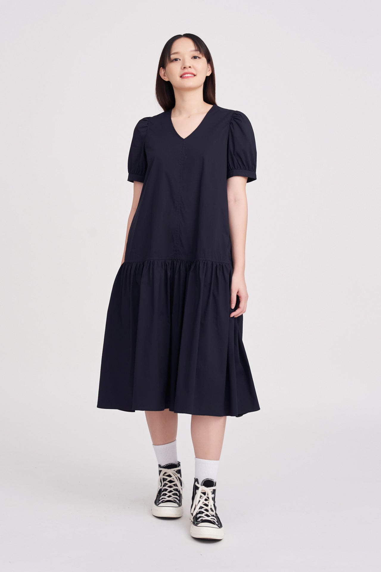 Cotton Ruffle Hem Dress