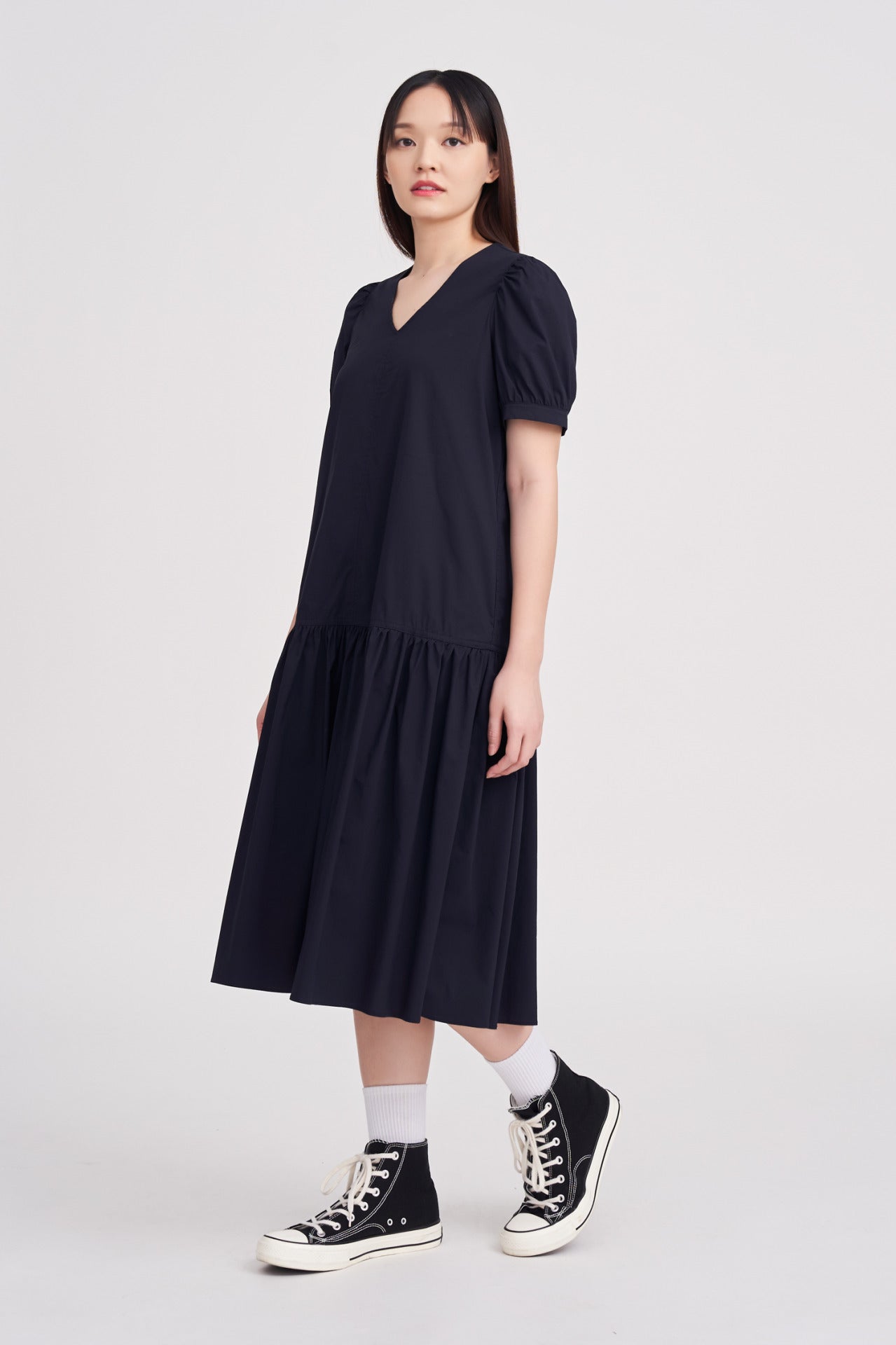 Cotton Ruffle Hem Dress