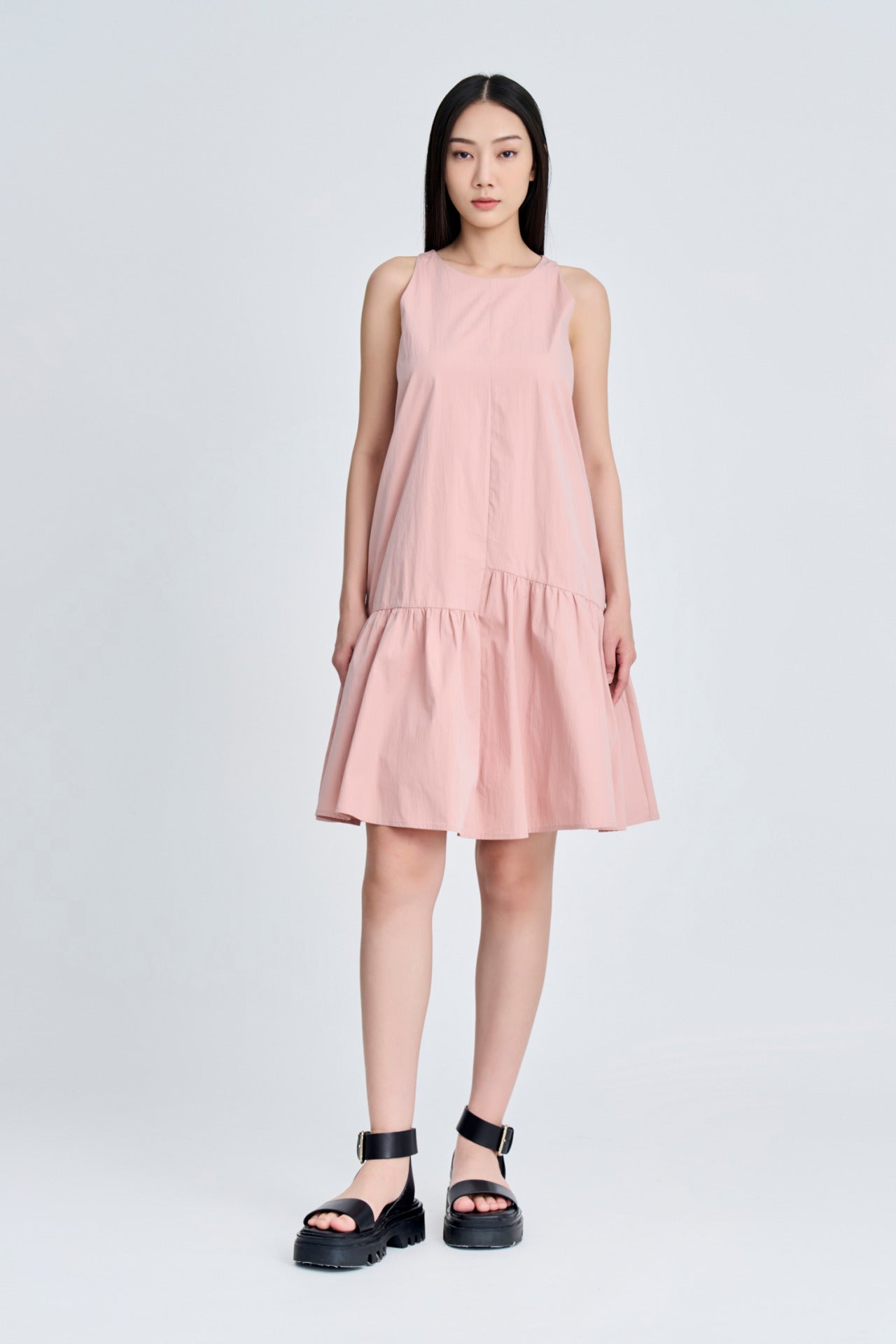 Asymmetric Ruffle Hem Dress