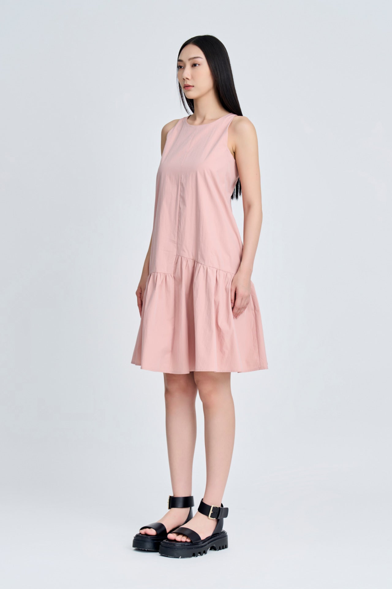 Asymmetric Ruffle Hem Dress