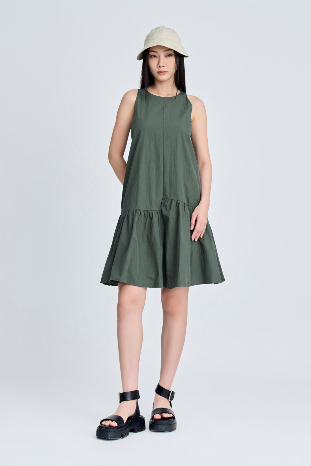 Asymmetric Ruffle Hem Dress