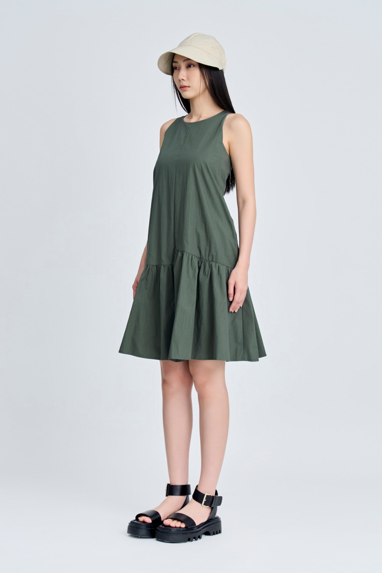 Asymmetric Ruffle Hem Dress