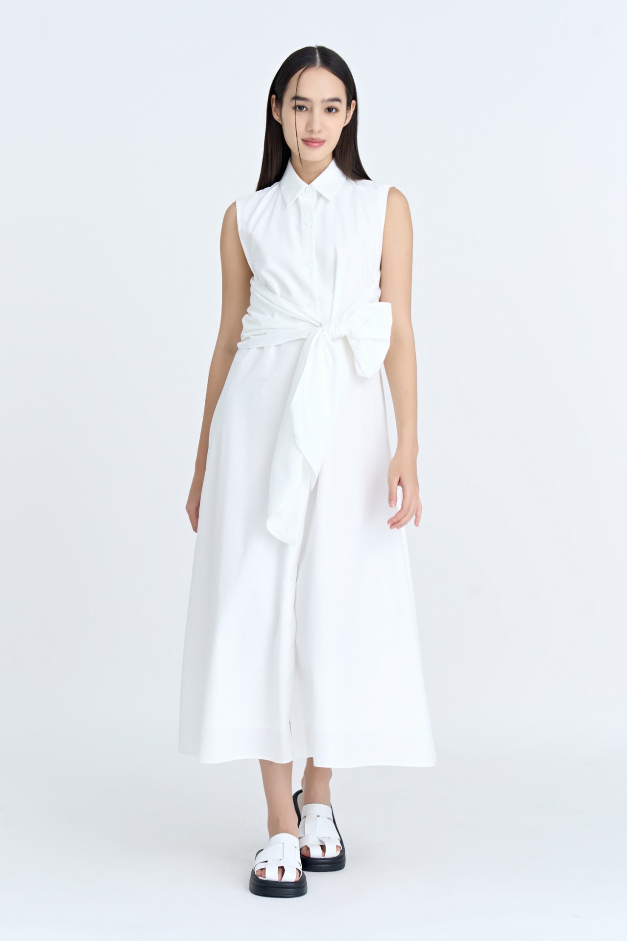 Sleeveless Wrap Dress - Cream