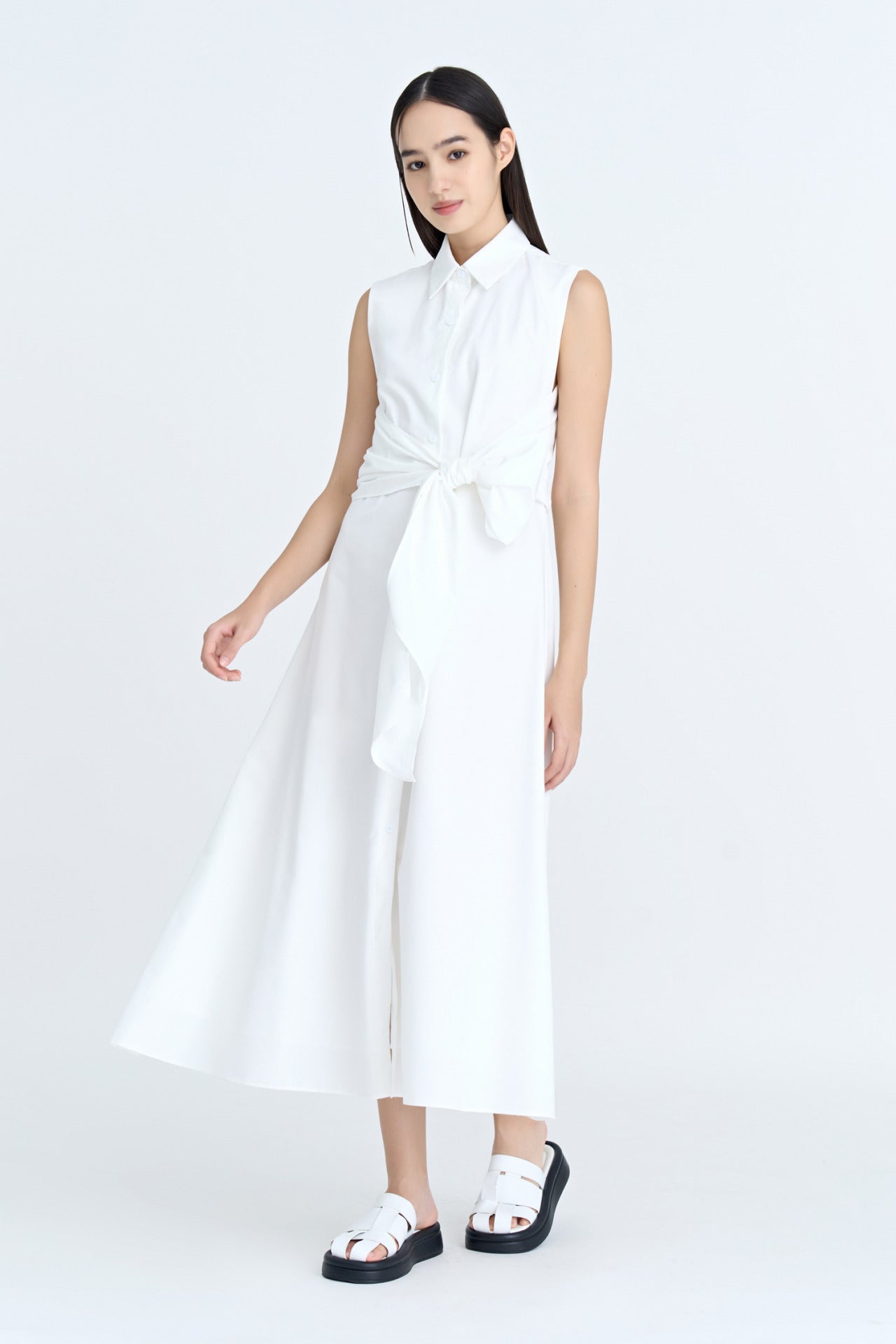 Sleeveless Wrap Dress - Cream