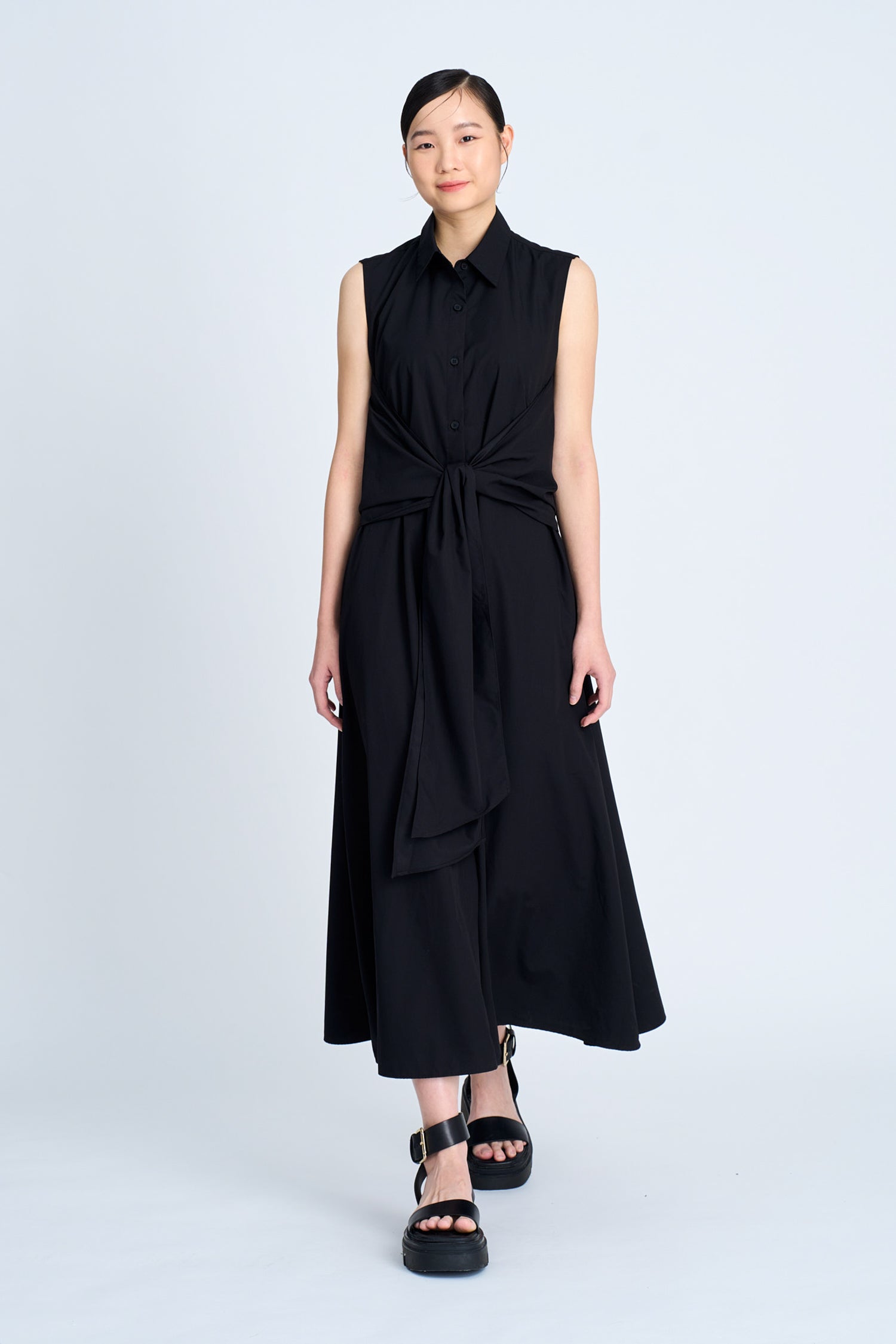 Sleeveless Wrap Dress - Black