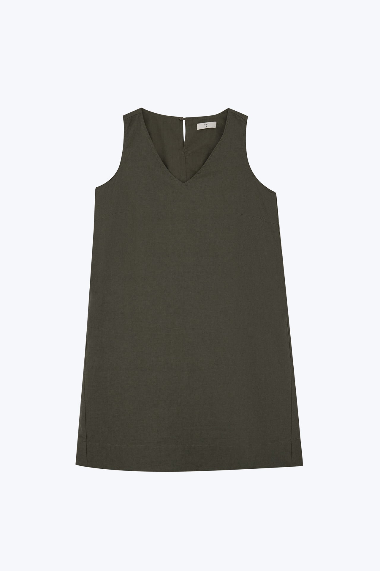 Sleeveless Elastic Waist Dress - Khaki Green