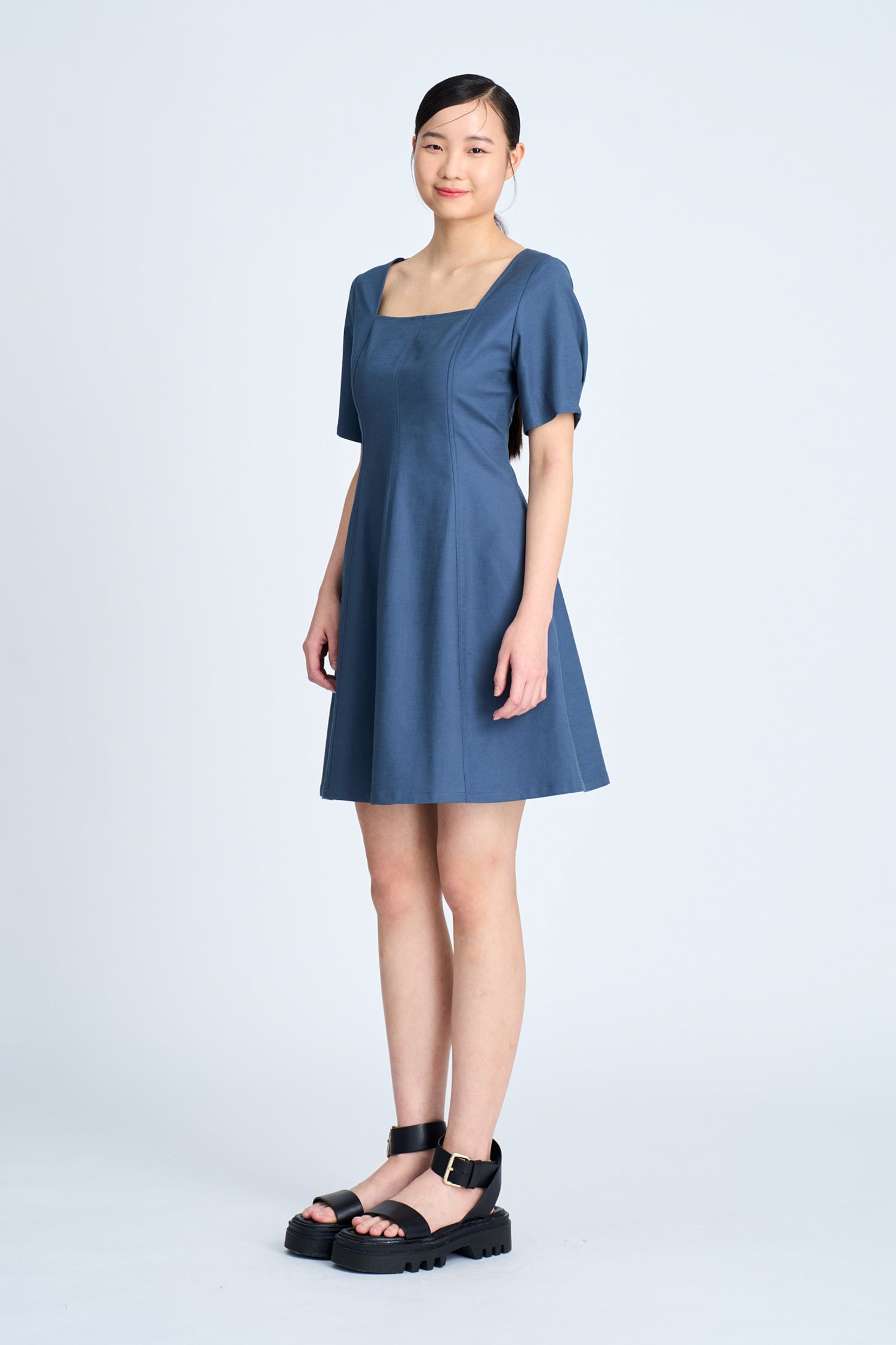 Seam Detail Dress - Denim Blue