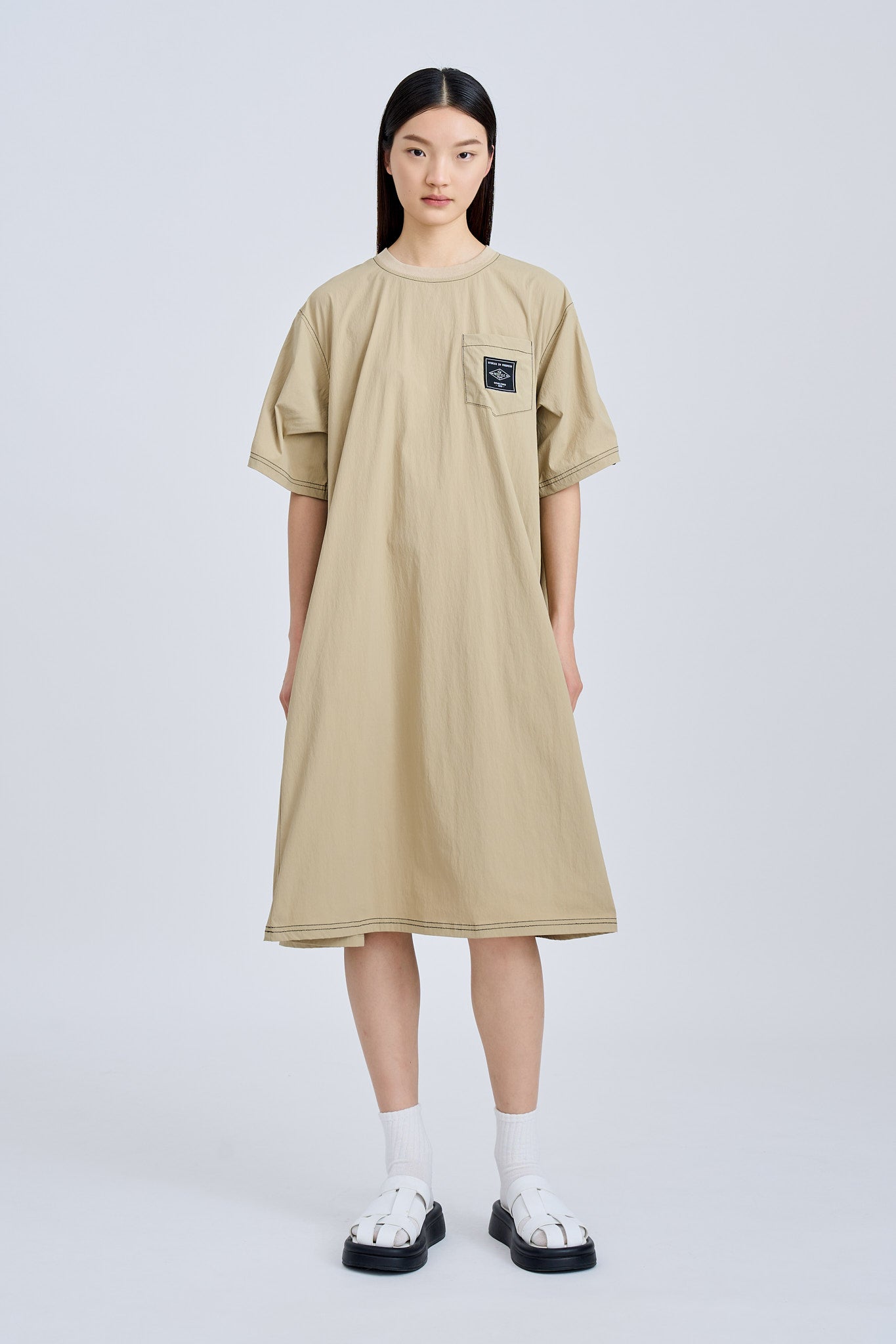 Short Sleeve Tent Dress - Khaki