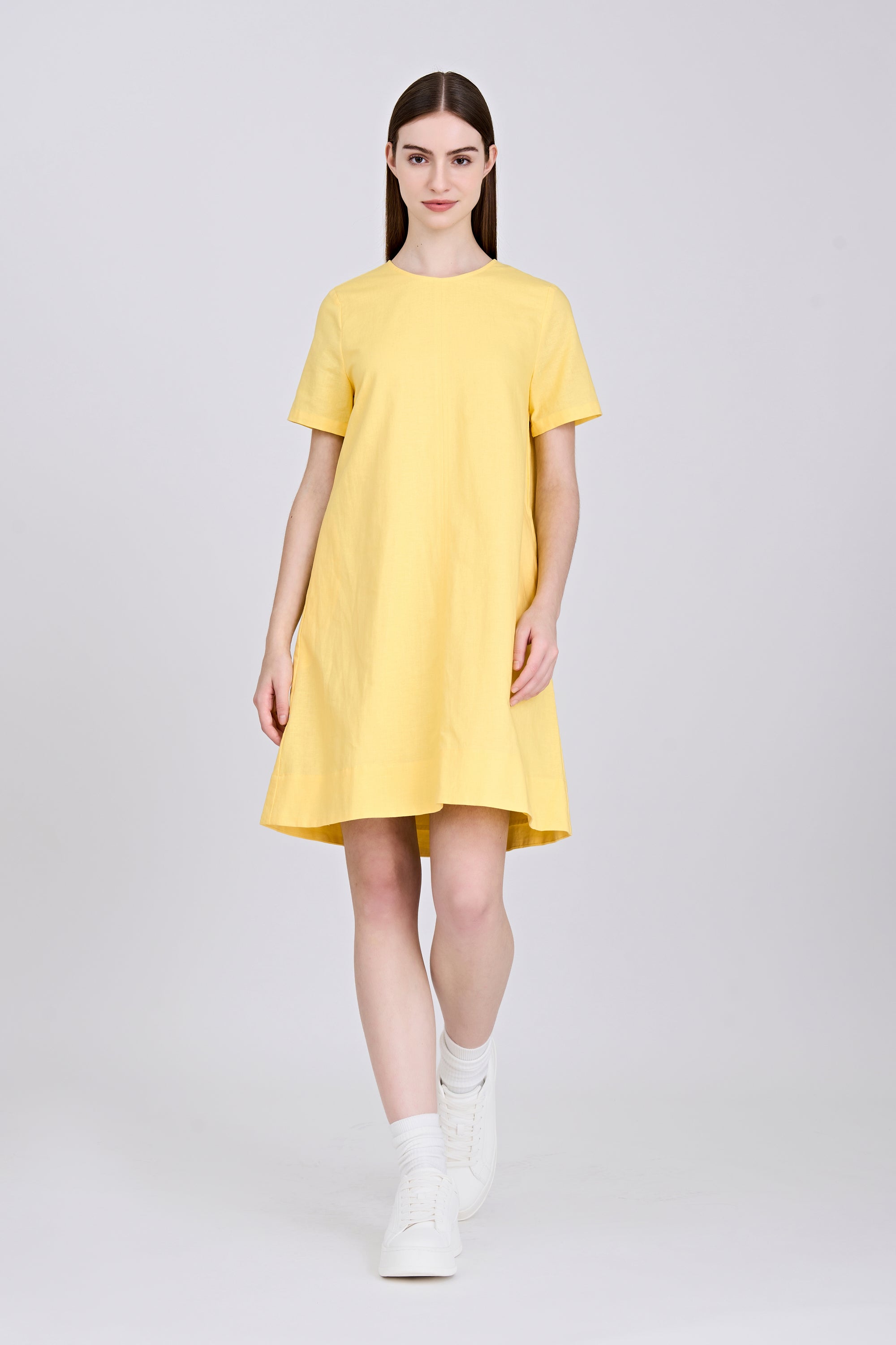 Floral Short Sleeve Dress - Canary