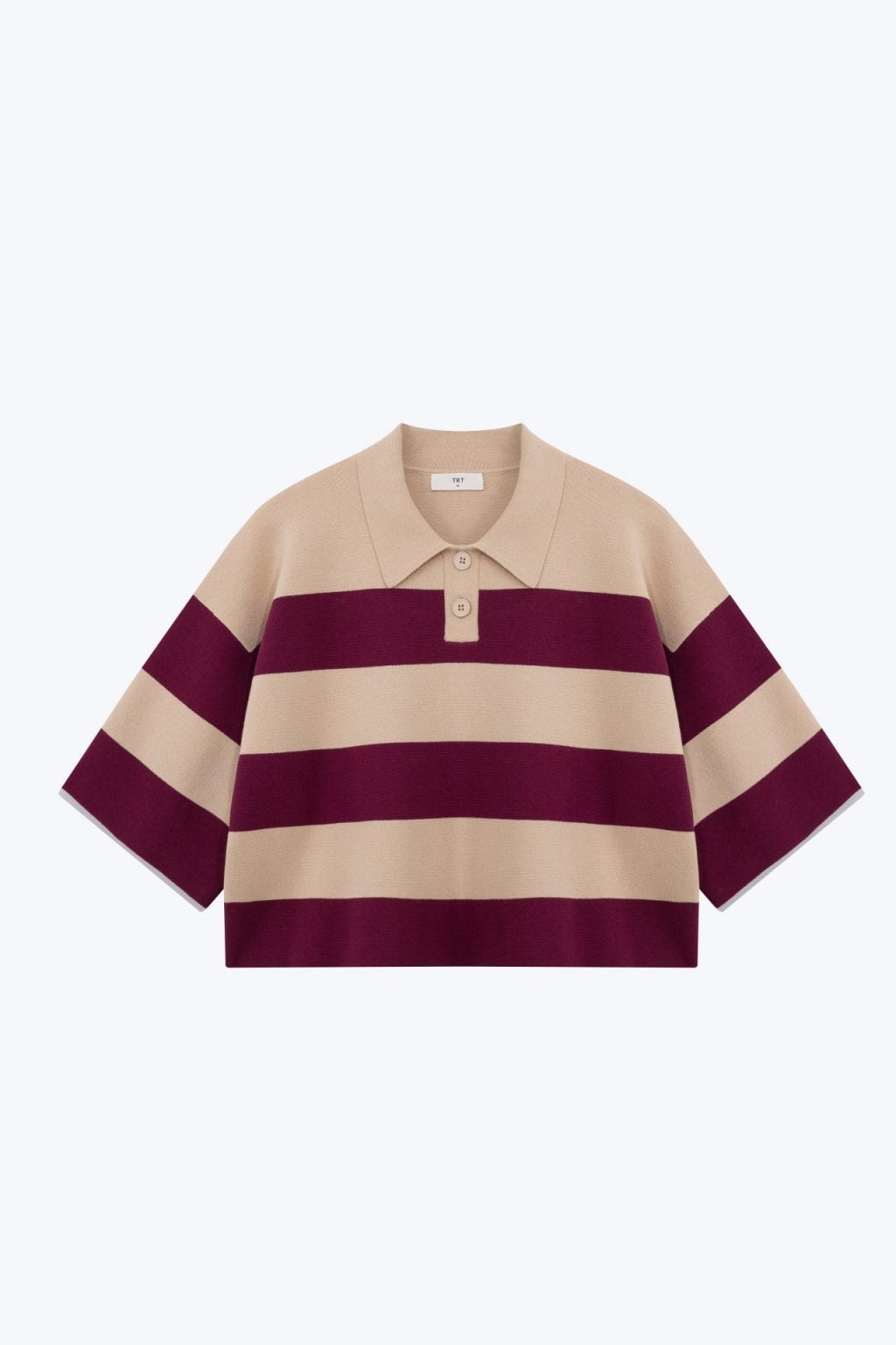 Knitted Striped Rugby Sweater - Striped Plum