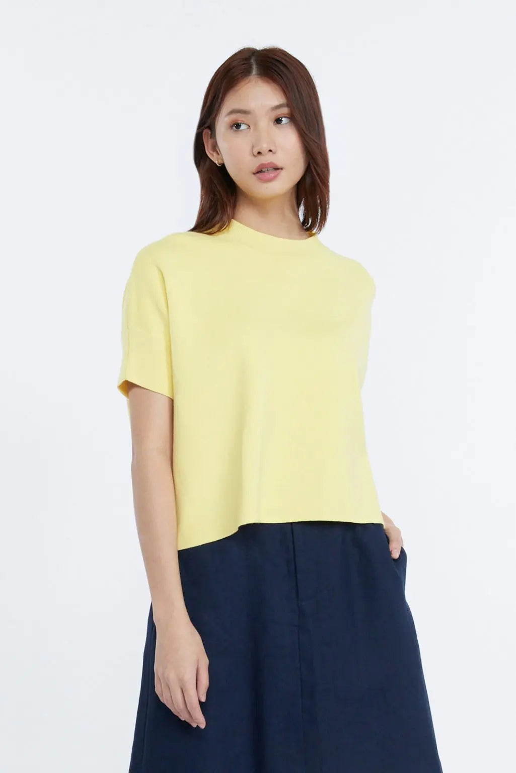 Wide Cut Knit Top - Canary